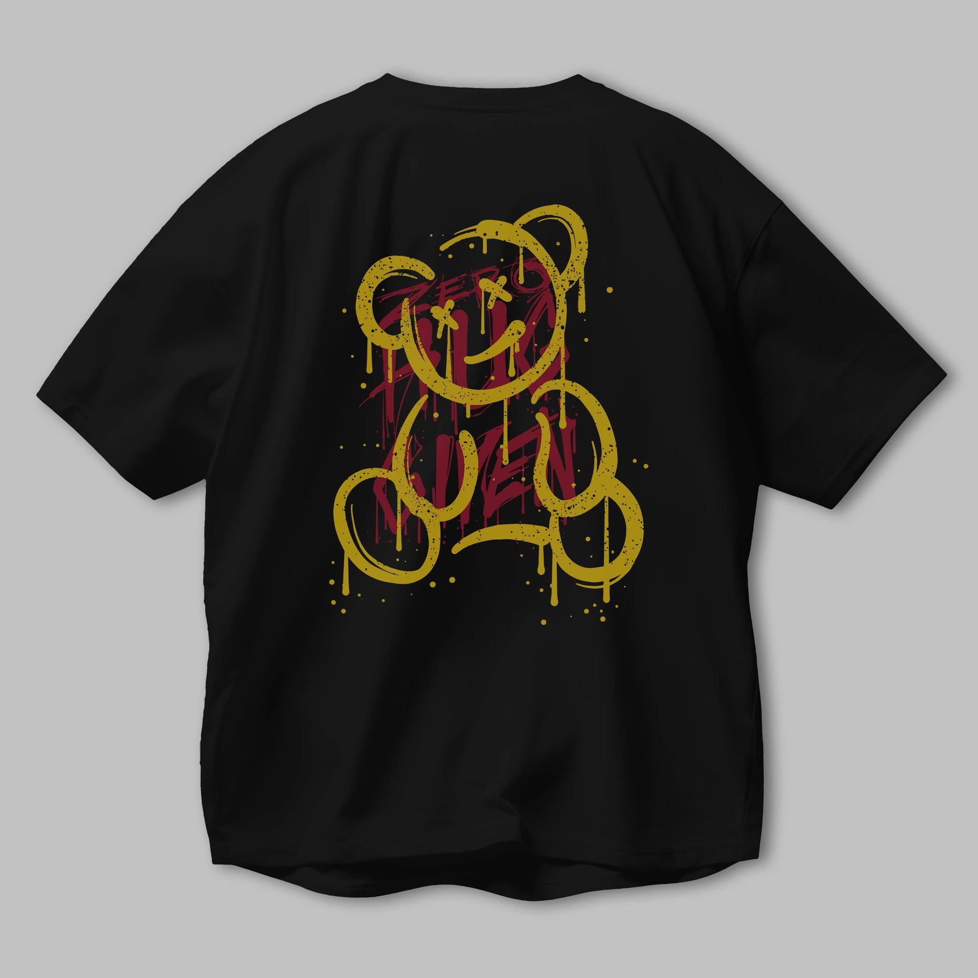 Zero Hug Bear Arka Baskılı Oversize t-shirt Erkek Kadın Unisex