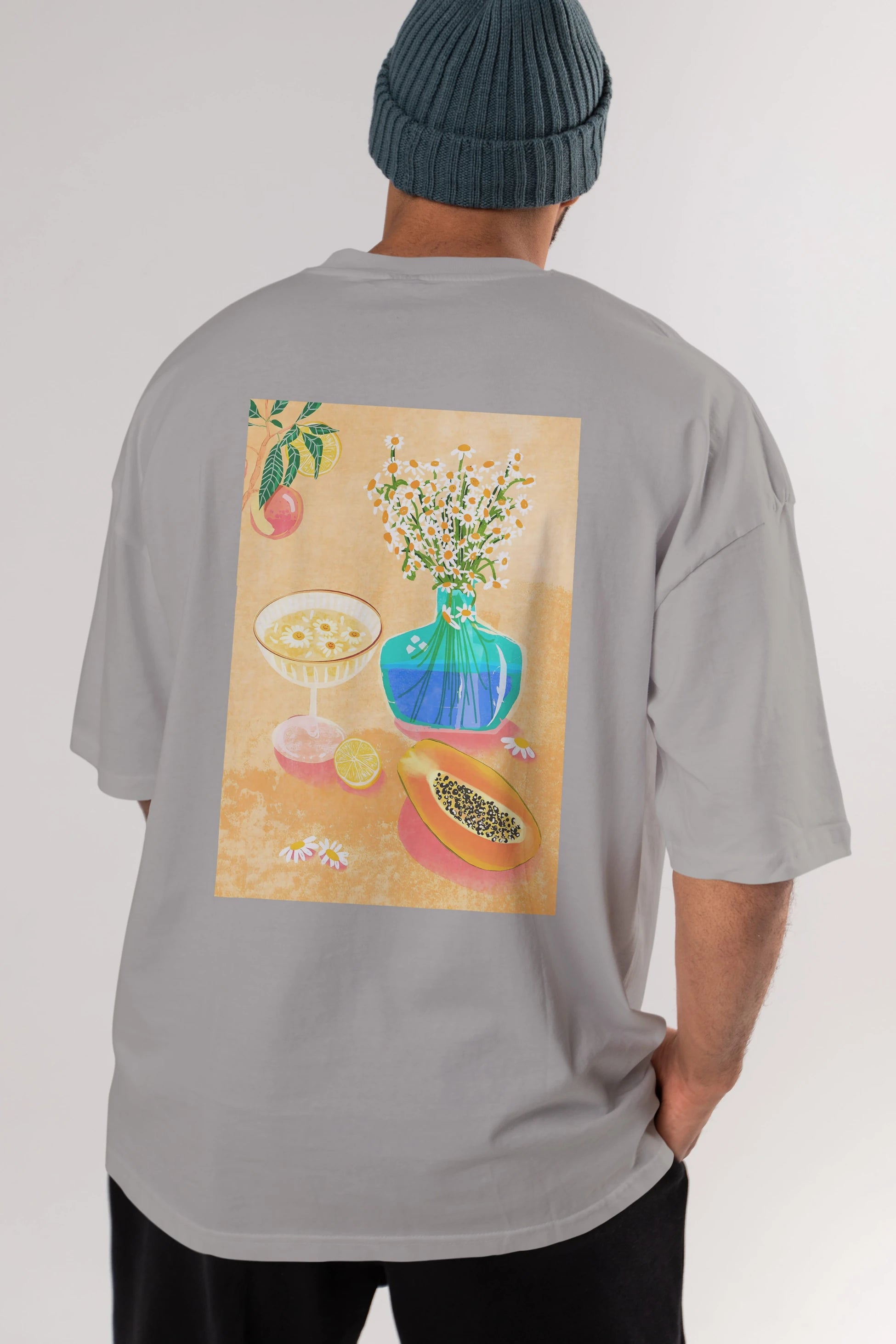 Cheers 2 Arka Baskılı Oversize t-shirt Erkek Kadın Unisex %100 Pamuk Bisiklet Yaka tişort