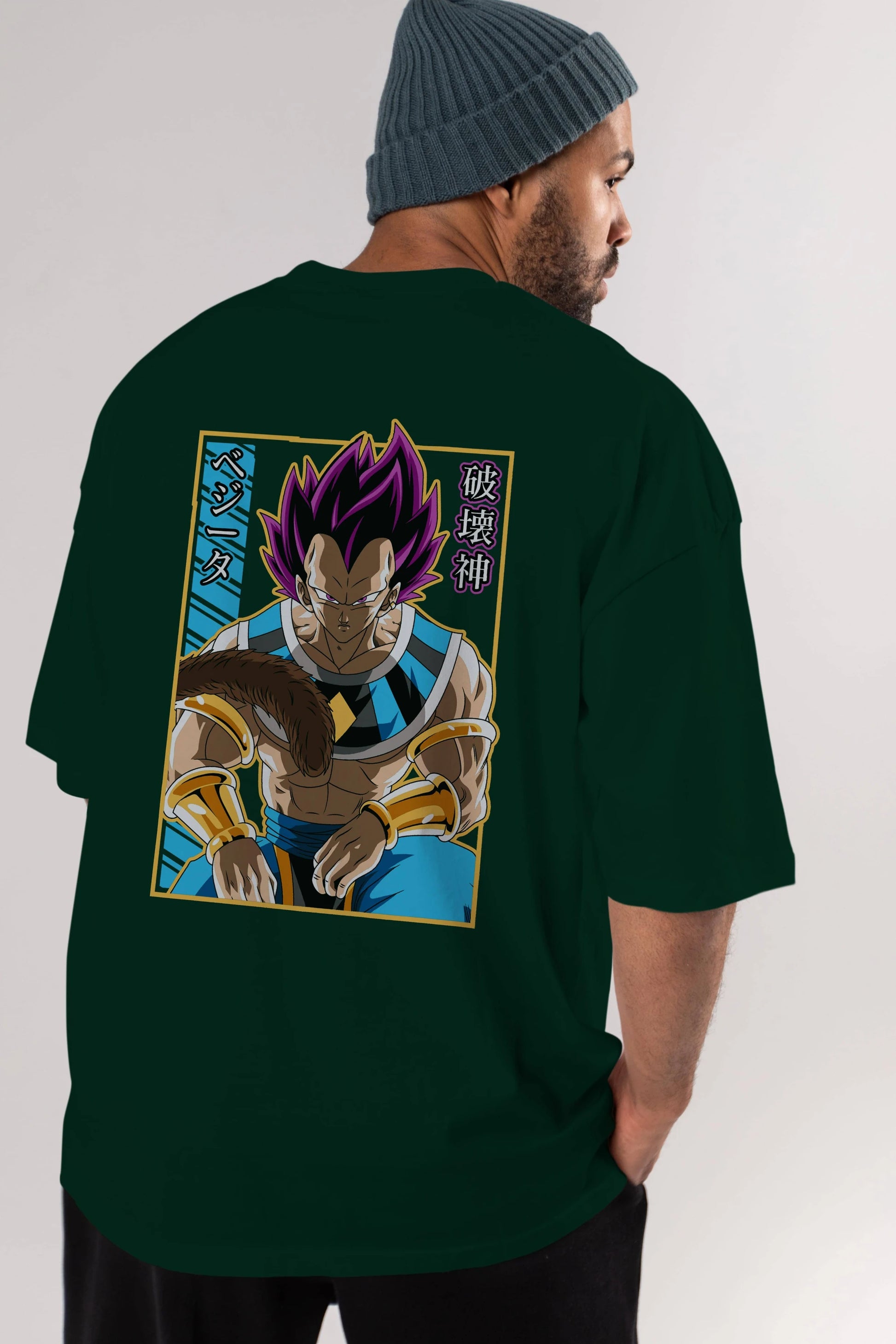 DragonBall VegetaHakaishin Anime Arka Baskılı Oversize t-shirt Erkek Kadın Unisex