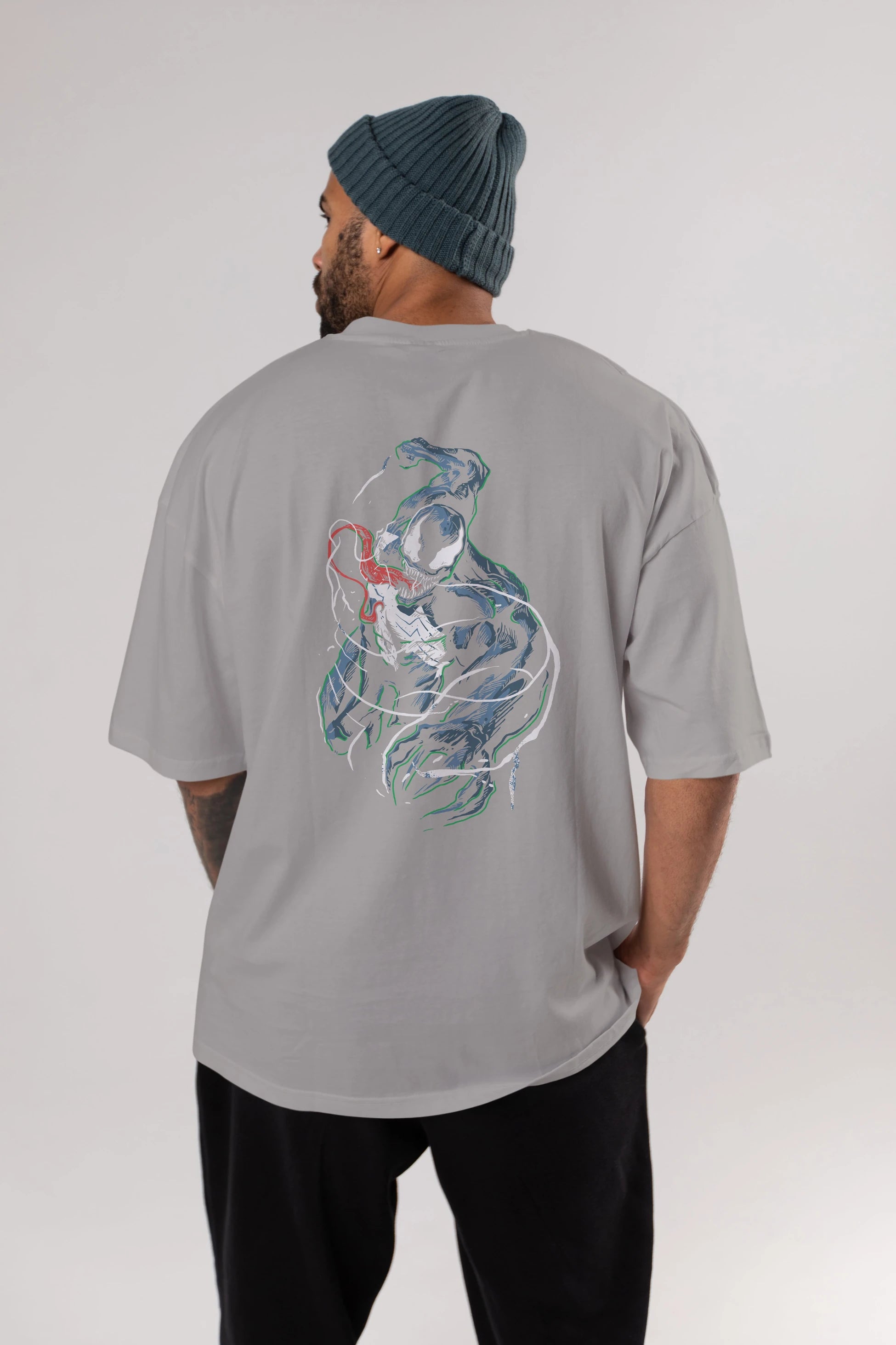 Venom (5) Arka Baskılı Oversize t-shirt Erkek Kadın Unisex %100 Pamuk Bisiklet Yaka tişort