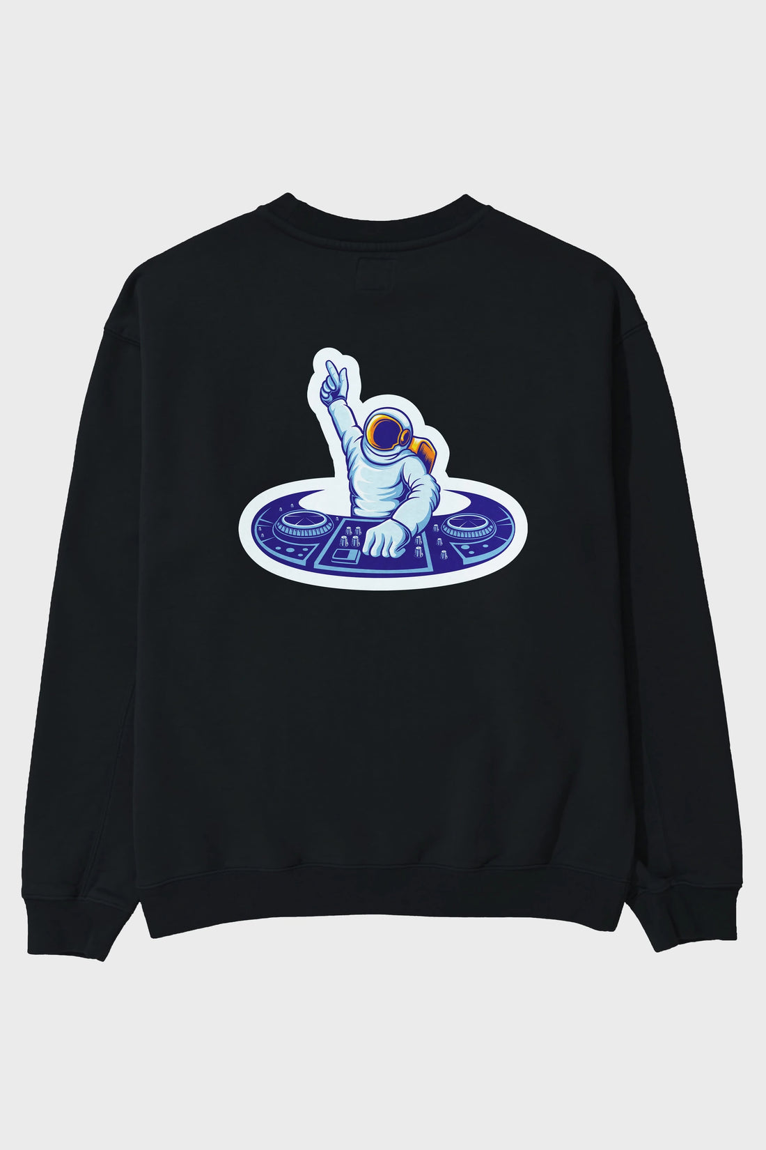 Astronaut Disk Jockey Party Sticker Arka Baskılı Oversize Sweatshirt Erkek Kadın Unisex