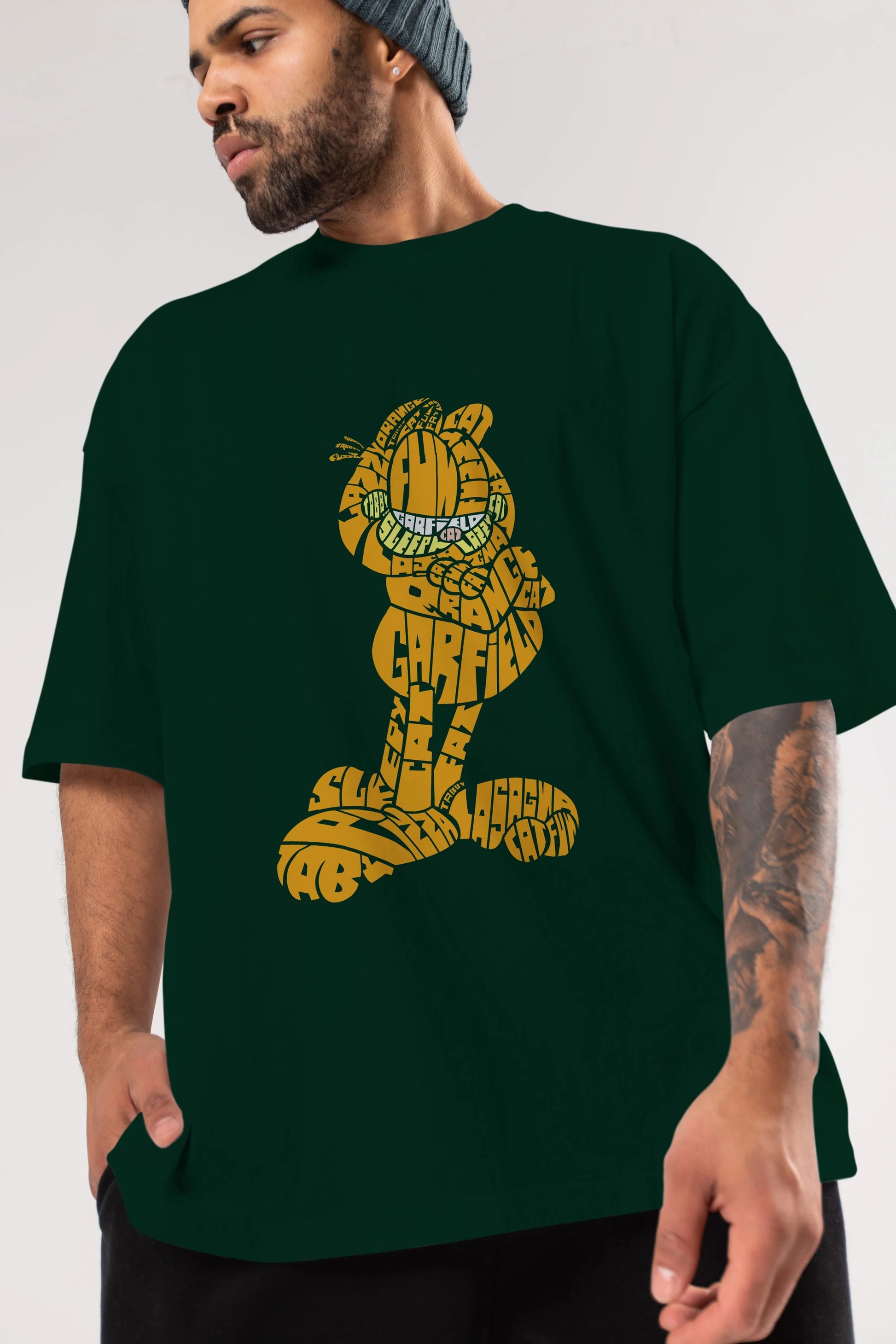 Garfield Ön Baskılı Oversize t-shirt %100 pamuk Erkek Kadın Unisex