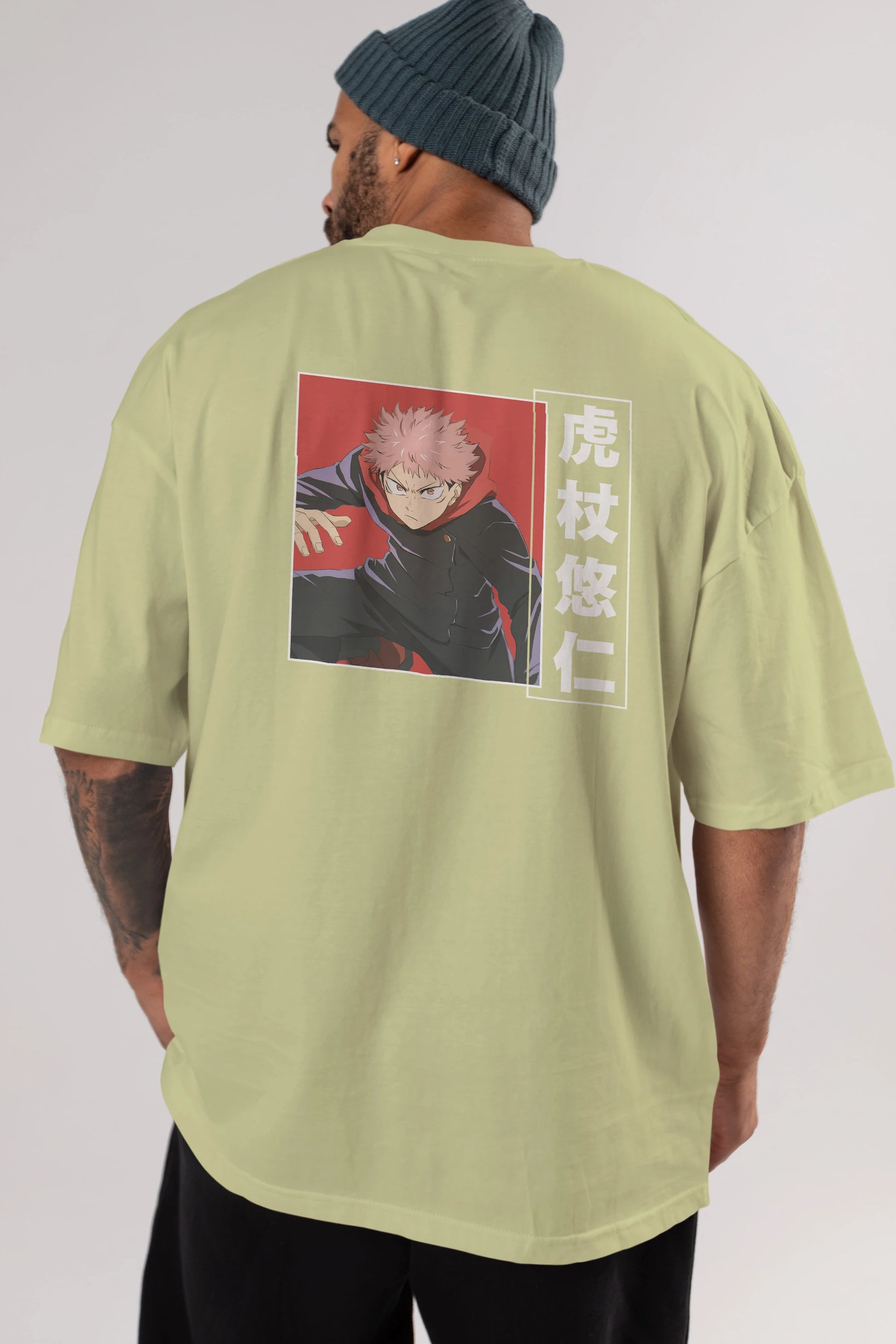 Yuuji Itadori 2 Anime Arka Baskılı Oversize t-shirt Erkek Kadın Unisex