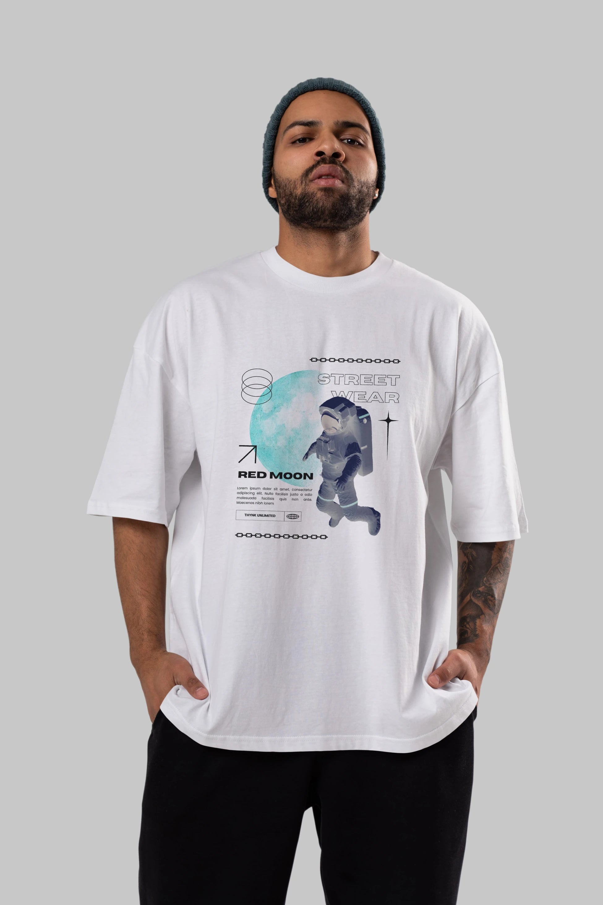 Red Moon Streetwear Ön Baskılı Oversize t-shirt Erkek Kadın Unisex