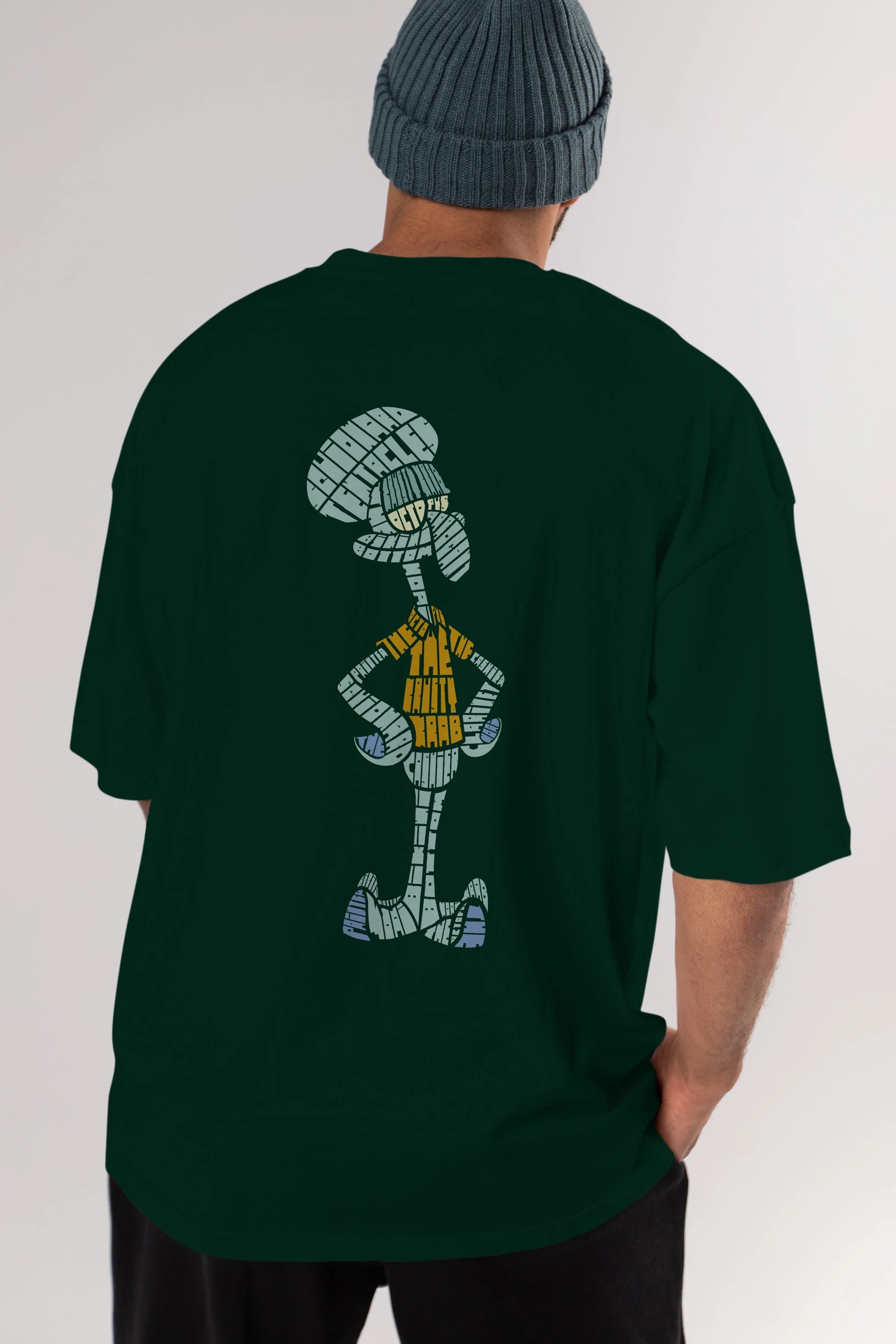 Squidward Arka Baskılı Oversize t-shirt %100 pamuk Erkek Kadın Unisex