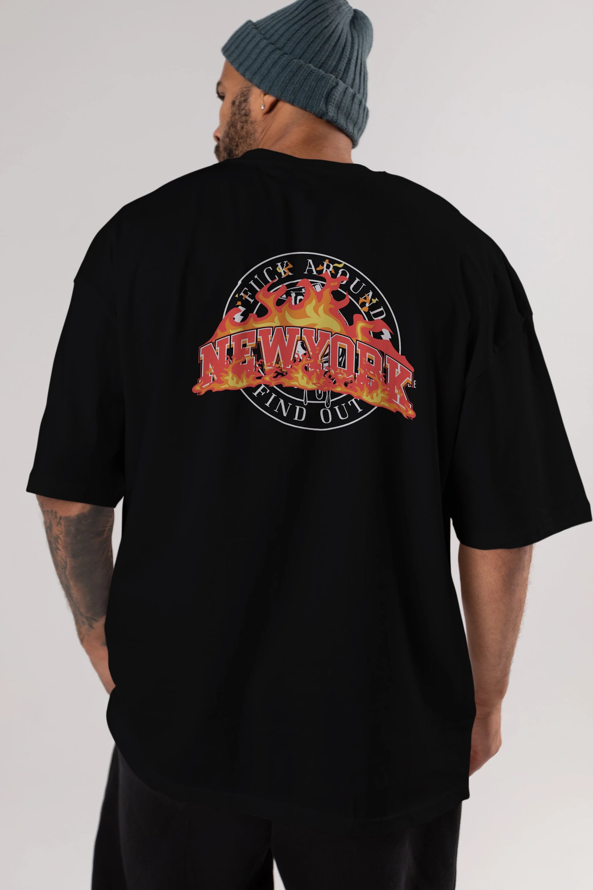 Newyork Style Arka Baskılı Oversize t-shirt Erkek Kadın Unisex