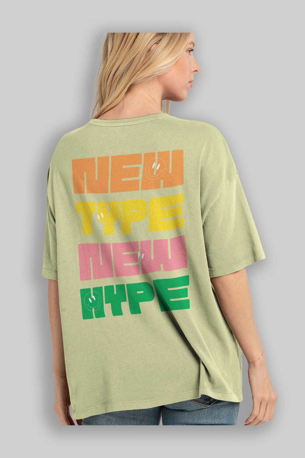 New Type New Hype Yazılı Arka Baskılı Oversize t-shirt Erkek Kadın Unisex