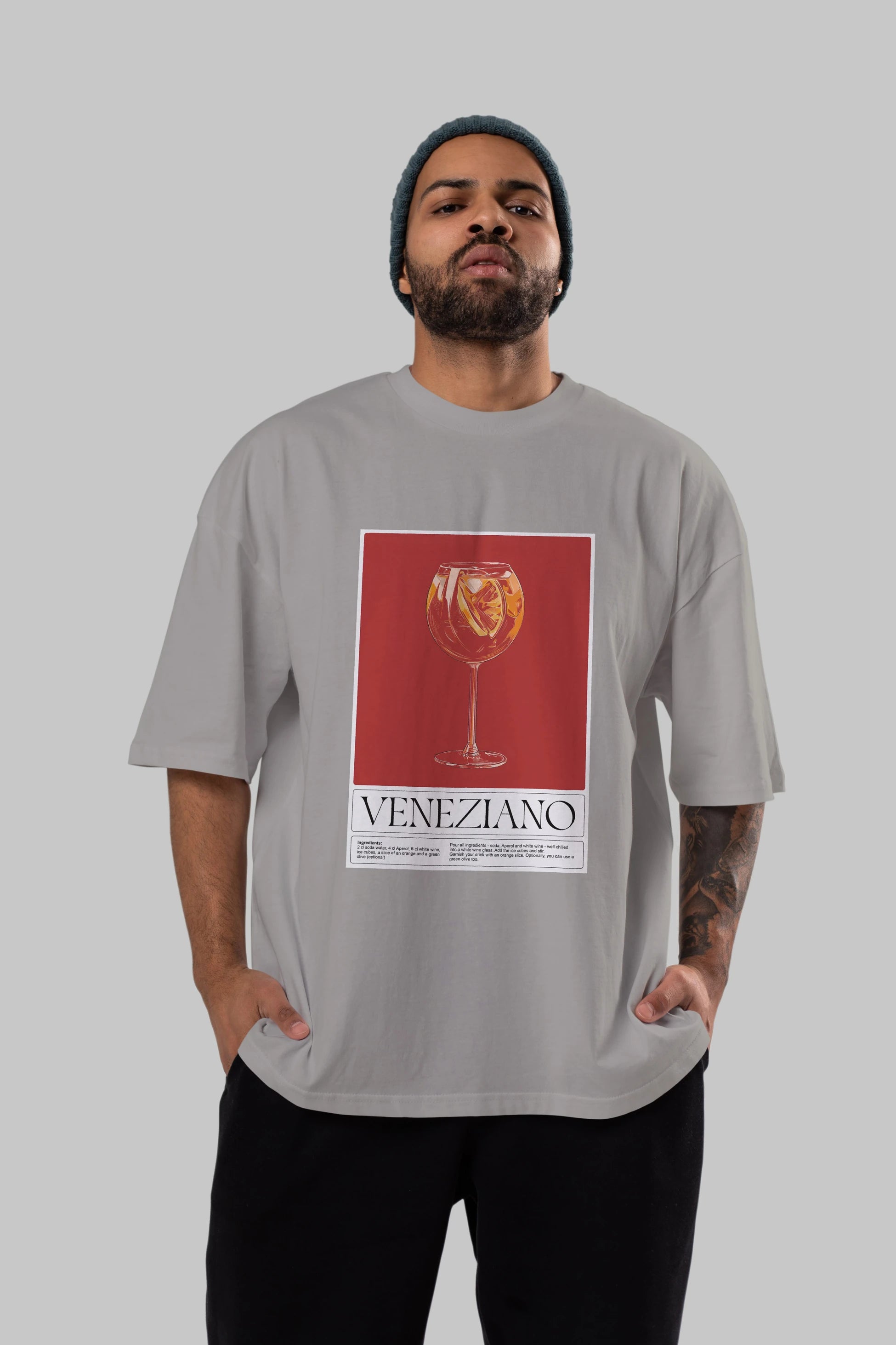 Veneziano Ön Baskılı Oversize t-shirt Erkek Kadın Unisex %100 Pamuk Bisiklet Yaka tişort