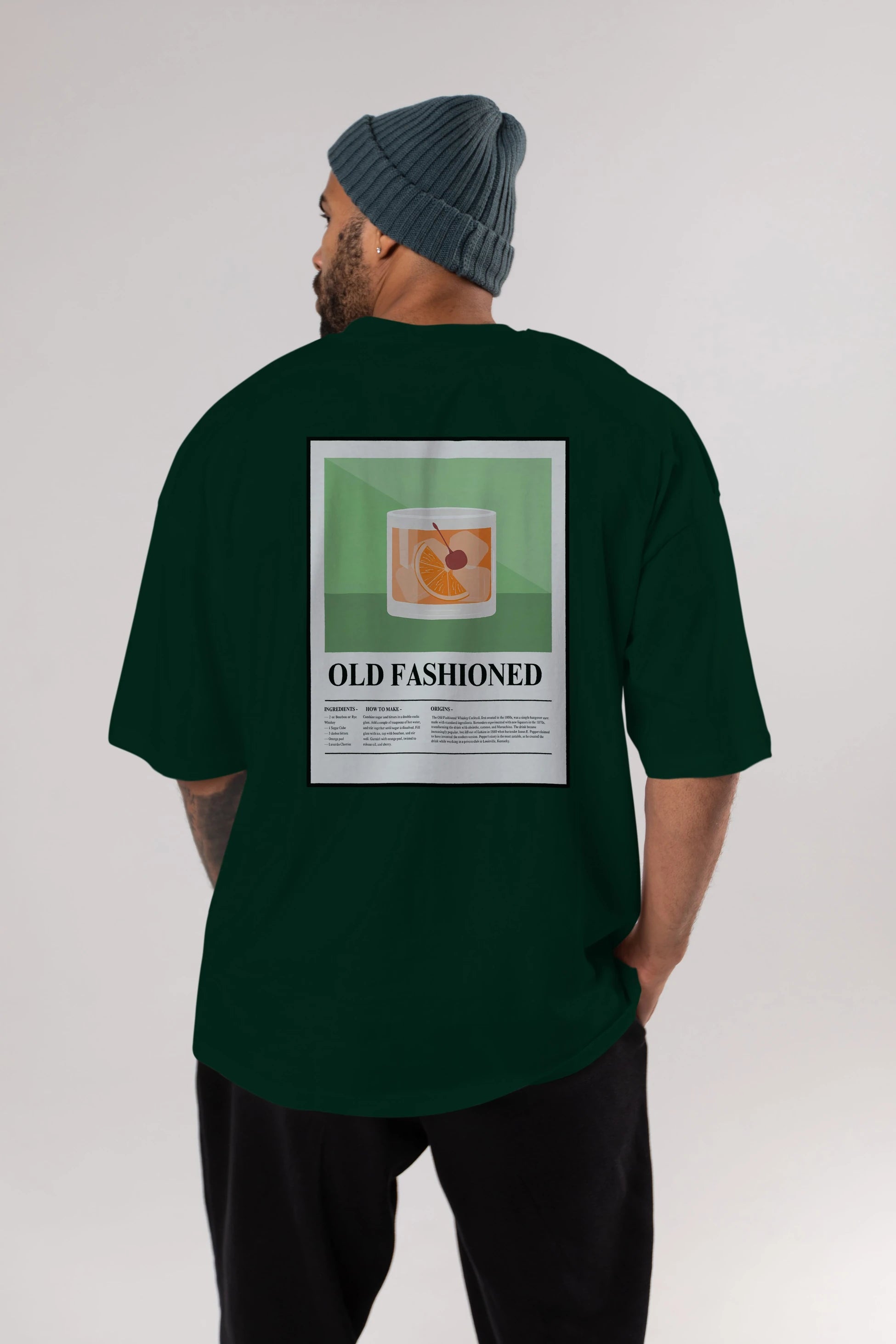 Old Fashioned Arka Baskılı Oversize t-shirt Erkek Kadın Unisex %100 Pamuk Bisiklet Yaka tişort
