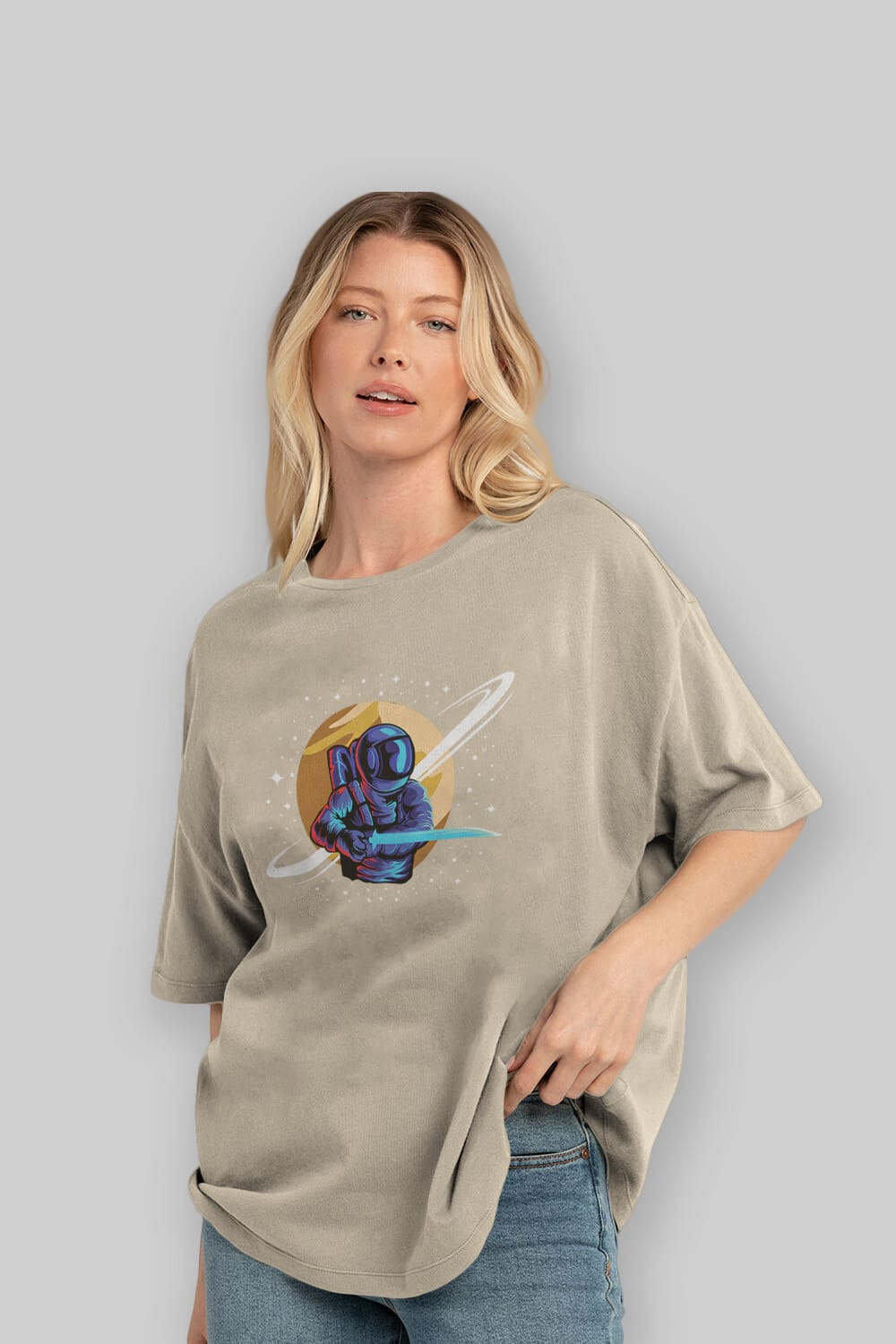 Astro Knight Ön Baskılı Oversize t-shirt Erkek Kadın Unisex