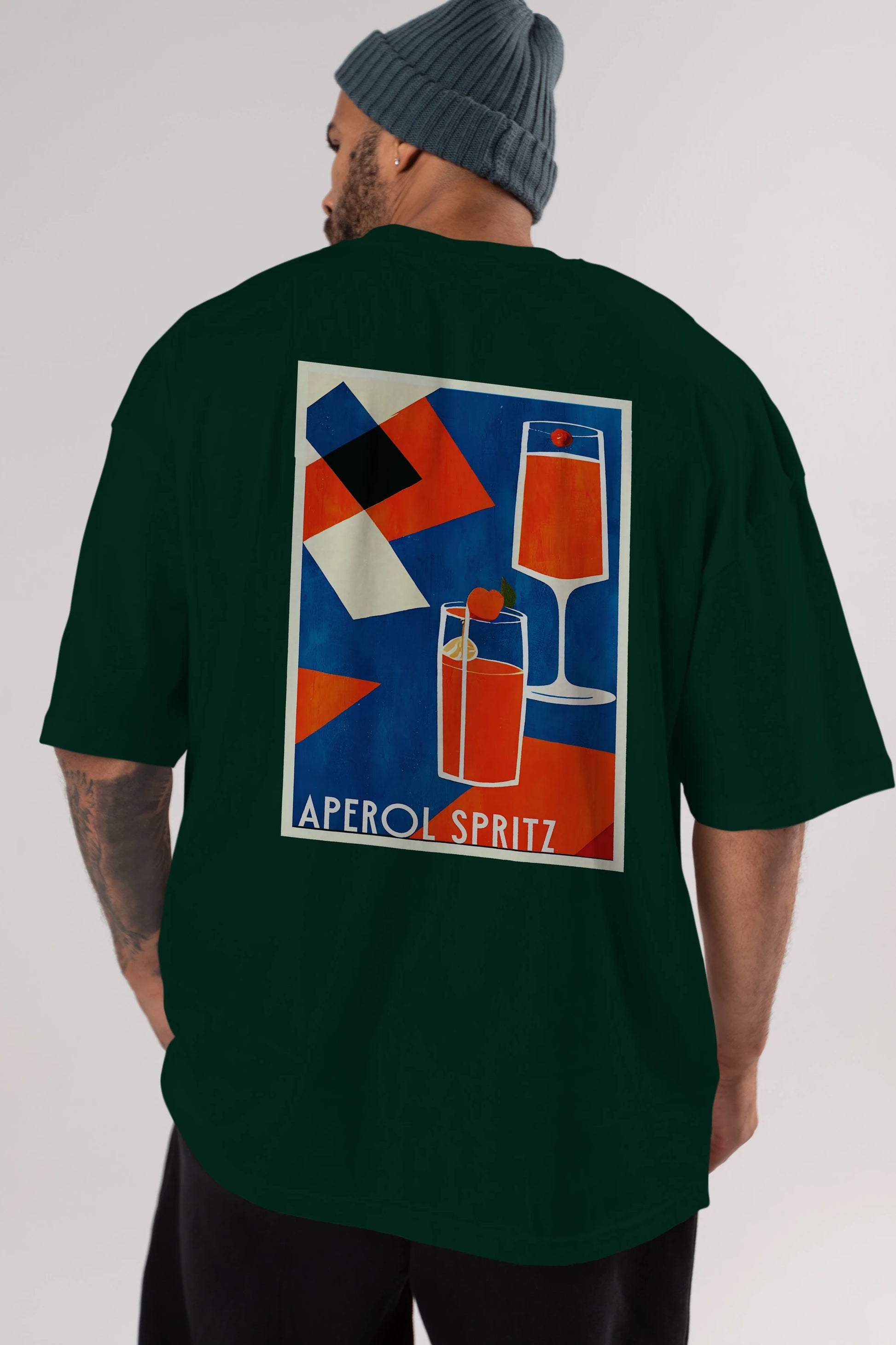 Aperol Spritz 4 Arka Baskılı Oversize t-shirt Erkek Kadın Unisex %100 Pamuk Bisiklet Yaka tişort