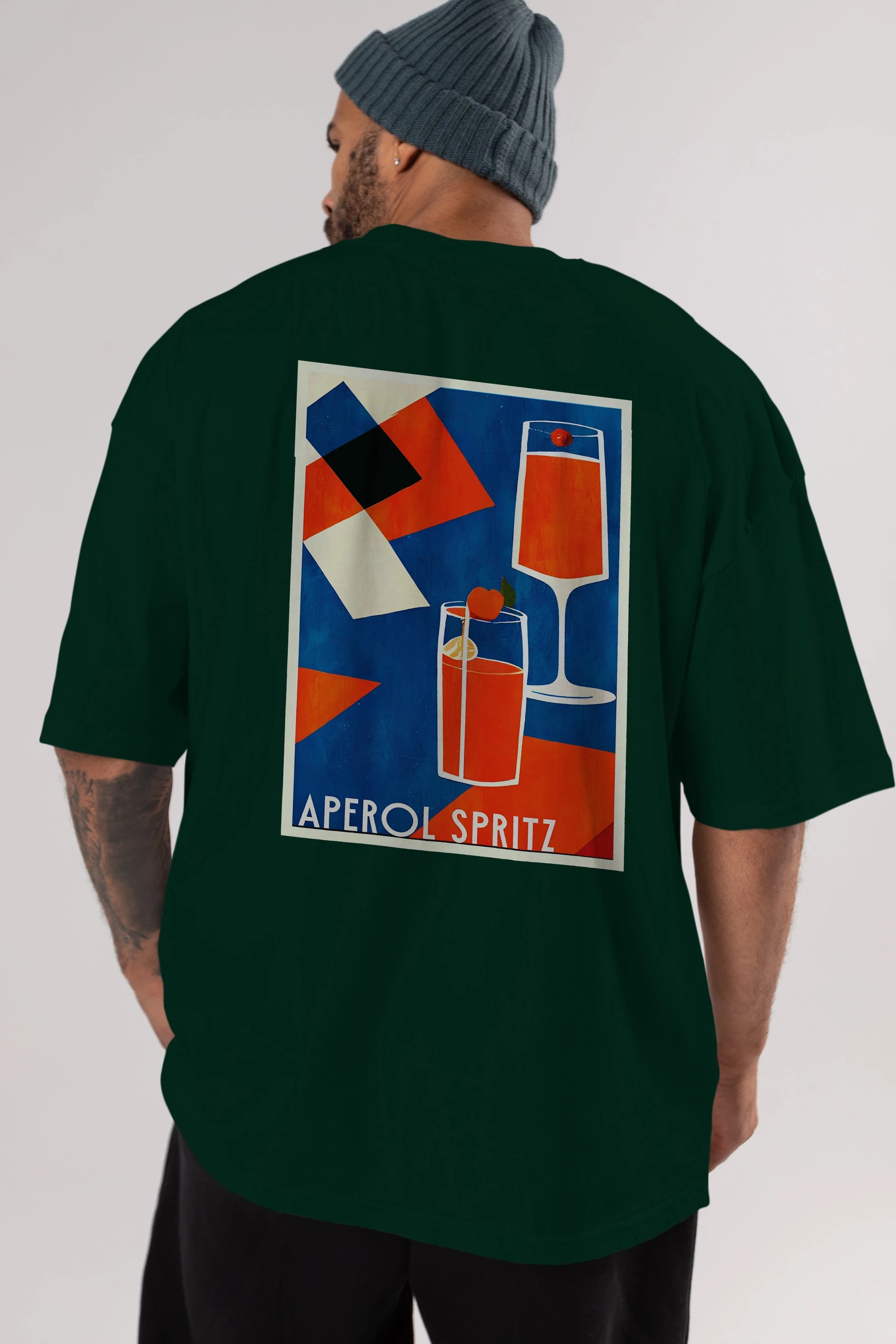 Aperol Spritz 4 Arka Baskılı Oversize t-shirt Erkek Kadın Unisex %100 Pamuk Bisiklet Yaka tişort