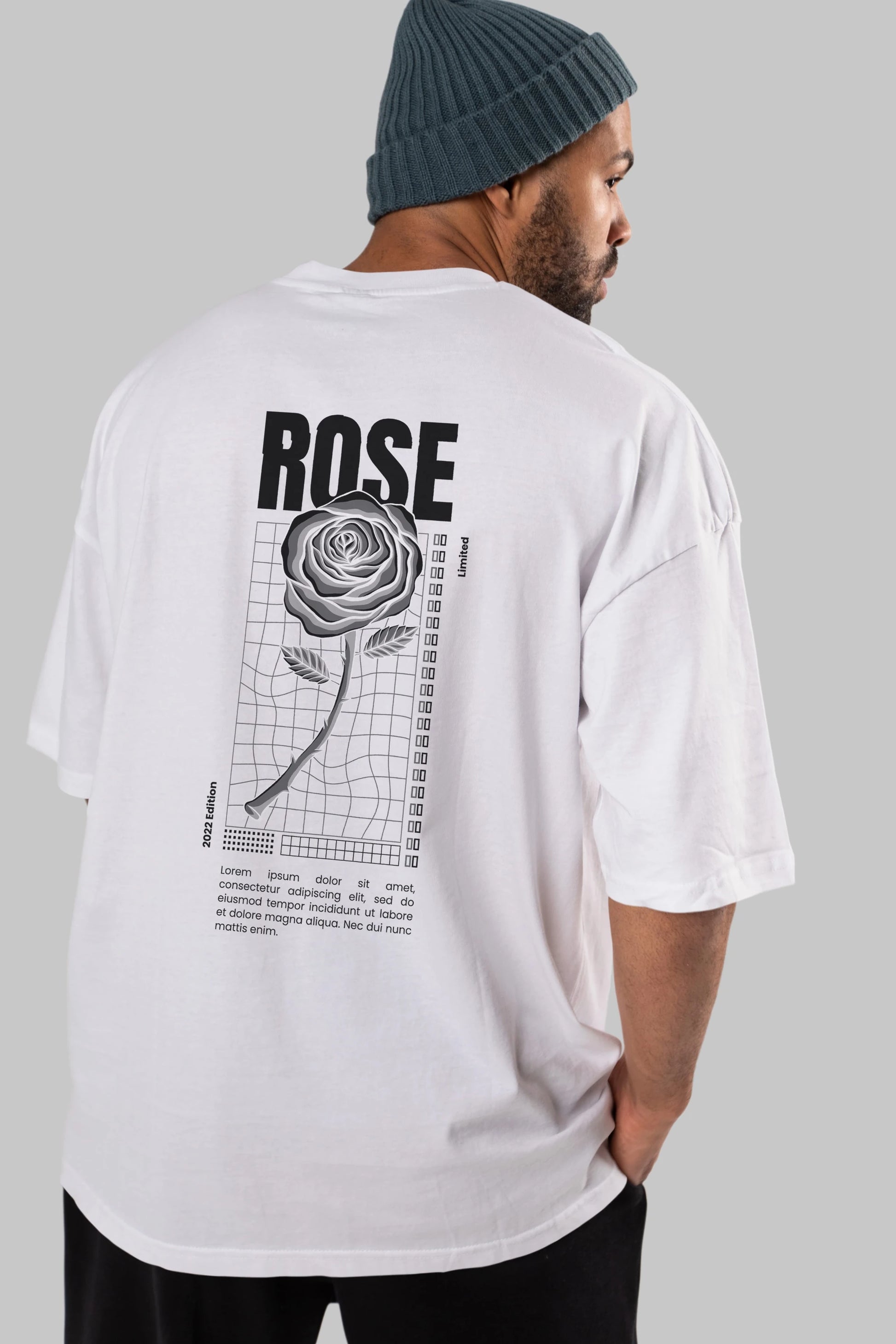 Rose Streetwear Arka Baskılı Oversize t-shirt Erkek Kadın Unisex