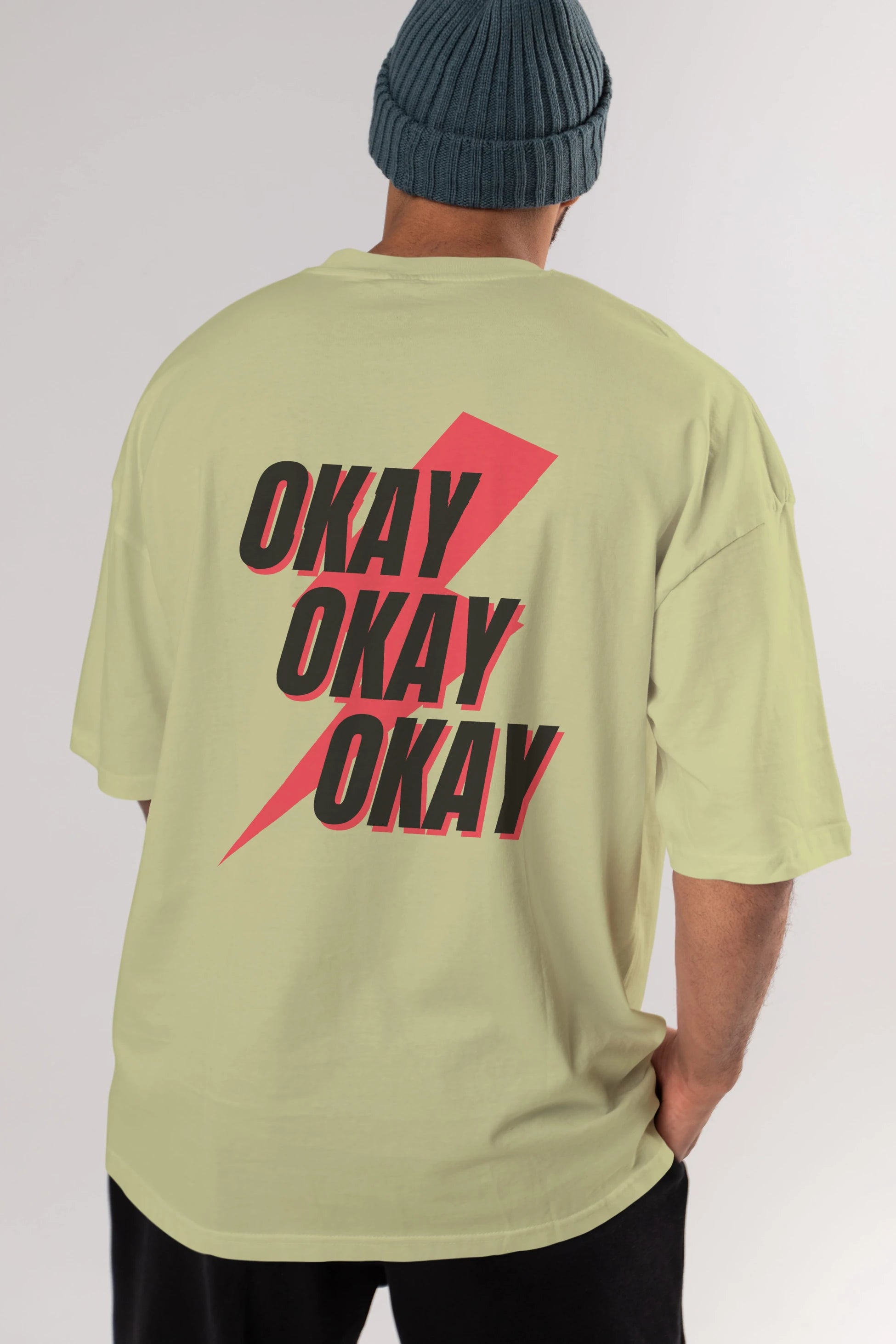 Okay Arka Baskılı Oversize t-shirt Erkek Kadın Unisex