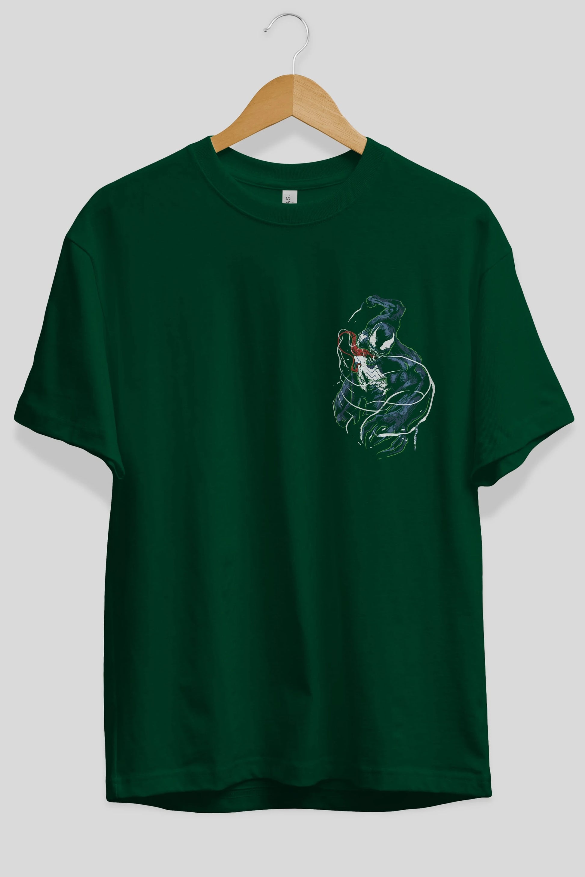 Venom (5) Ön Sol Baskılı Oversize t-shirt Erkek Kadın Unisex %100 Pamuk Bisiklet Yaka tişort