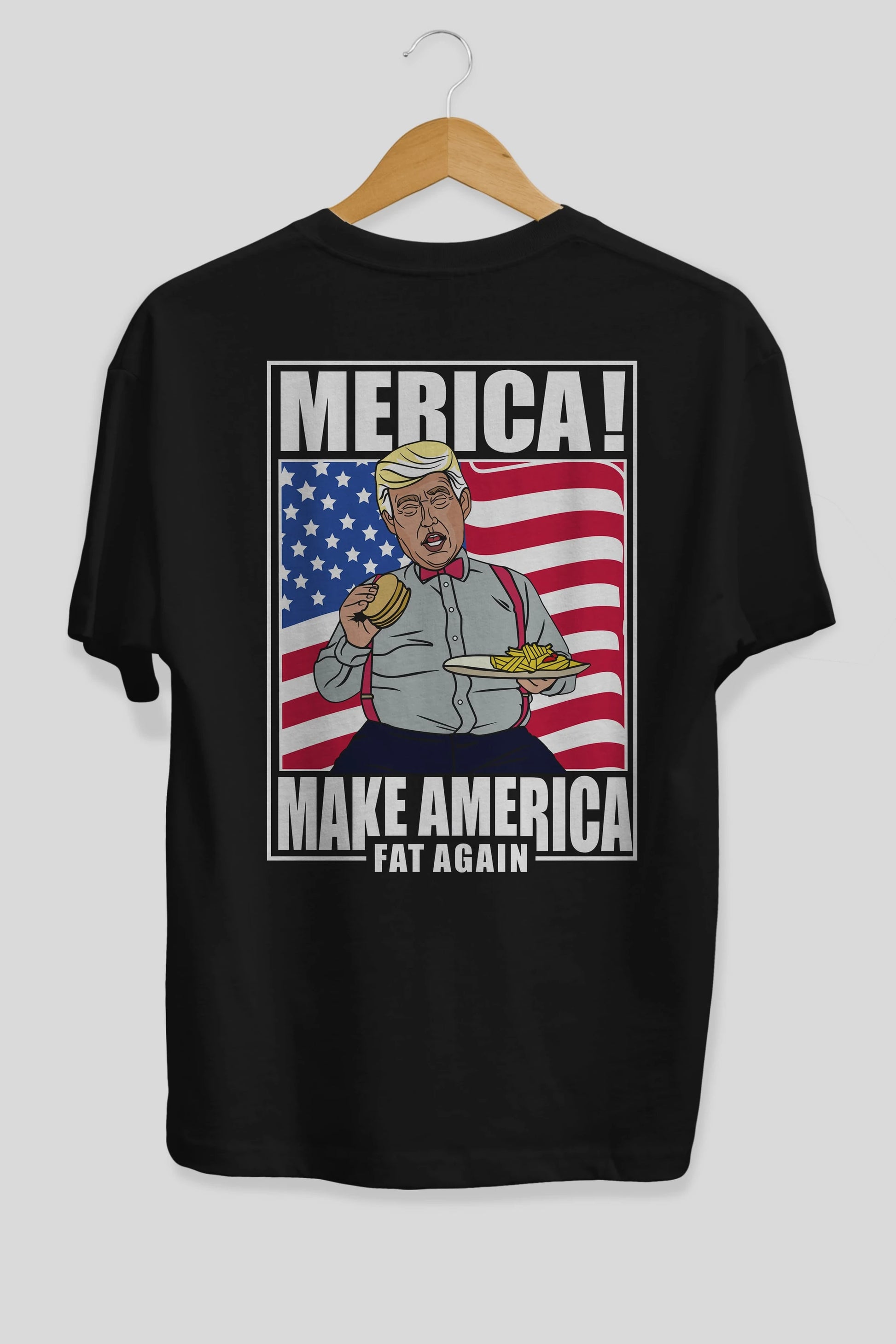 Trump Burger Arka Baskılı Oversize t-shirt Erkek Kadın Unisex %100 Pamuk tişort