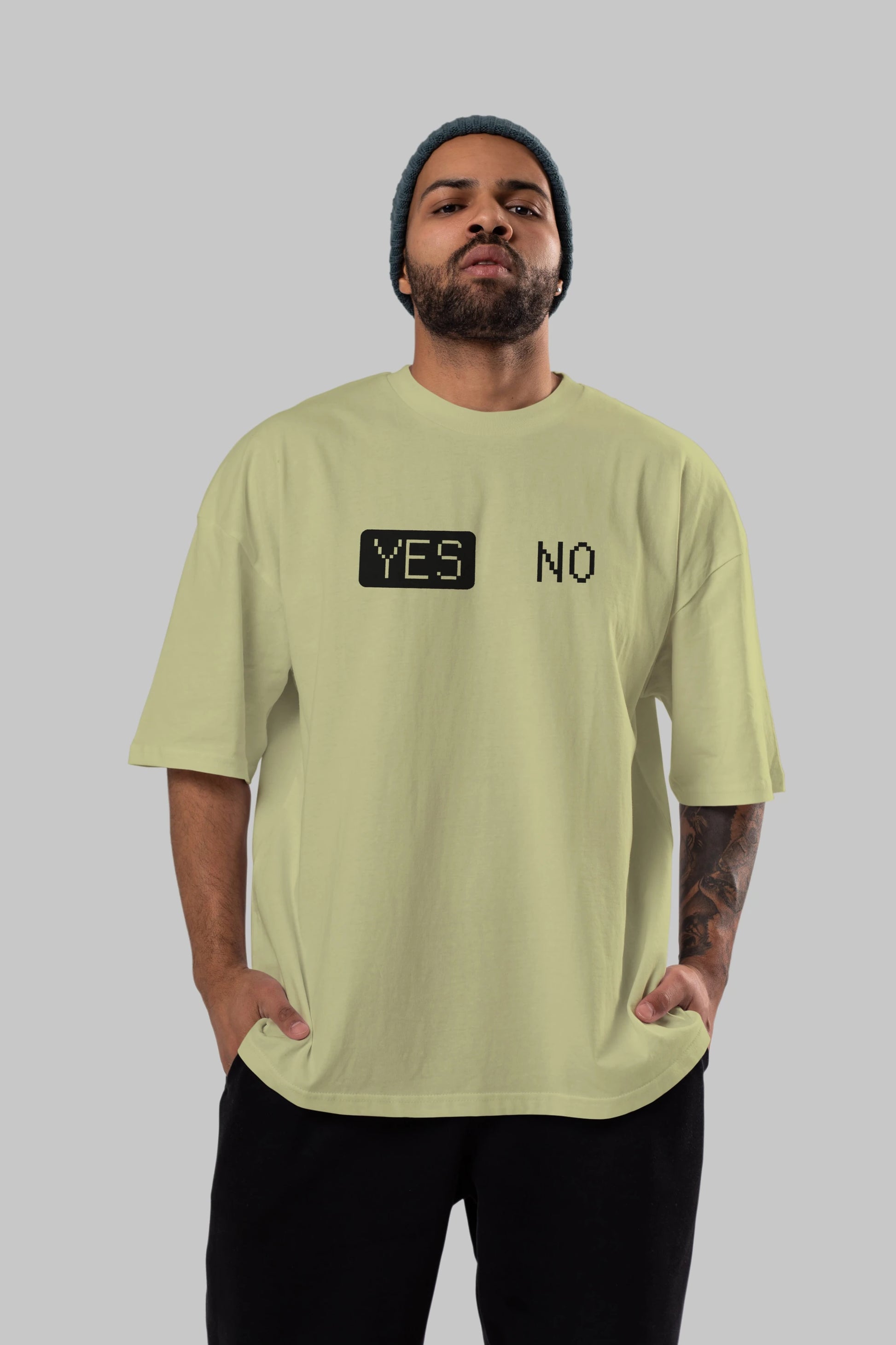 Yes No Ön Baskılı Oversize t-shirt %100 pamuk Erkek Kadın Unisex