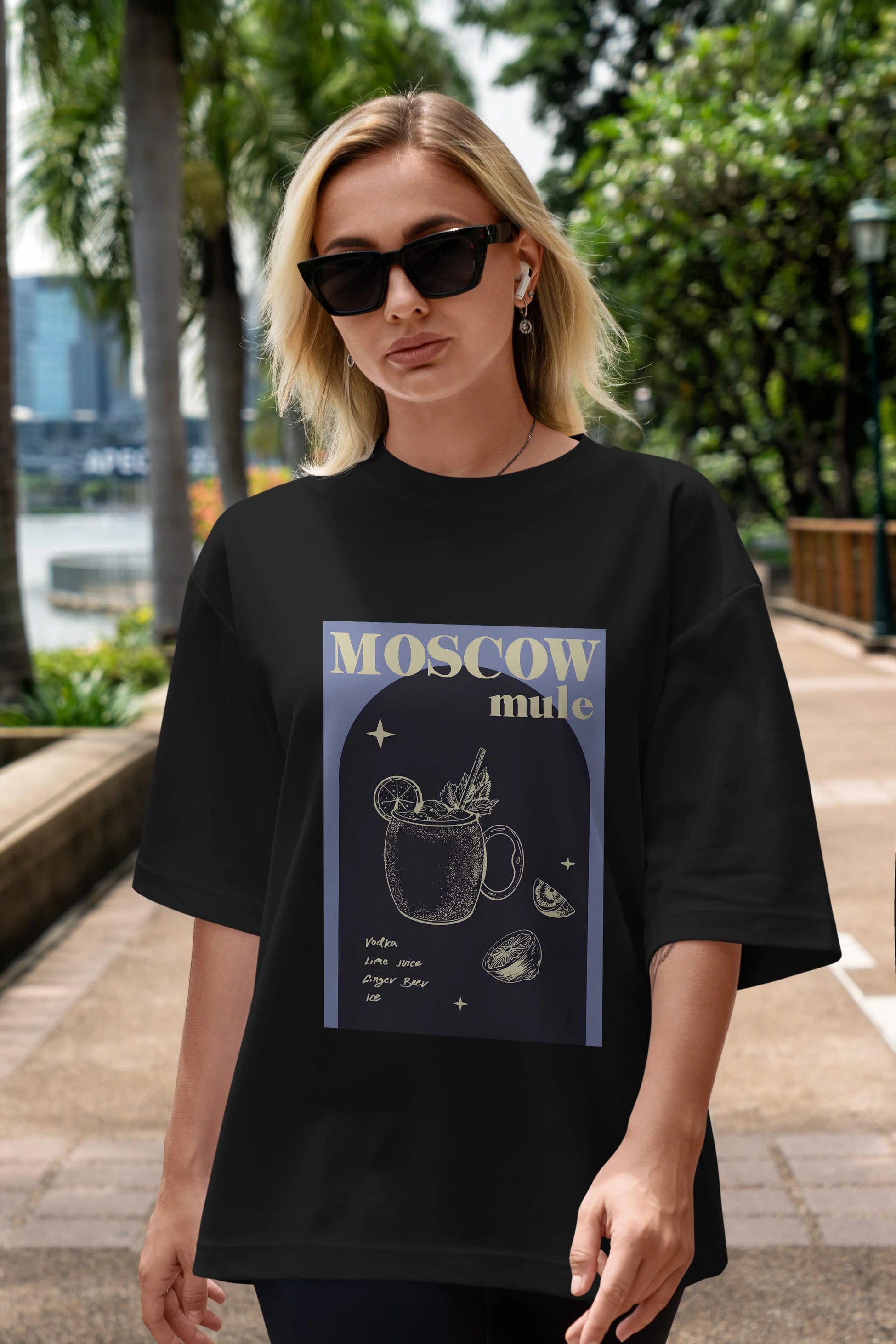 Moscow Mule Ön Baskılı Oversize t-shirt Erkek Kadın Unisex %100 Pamuk Bisiklet Yaka tişort