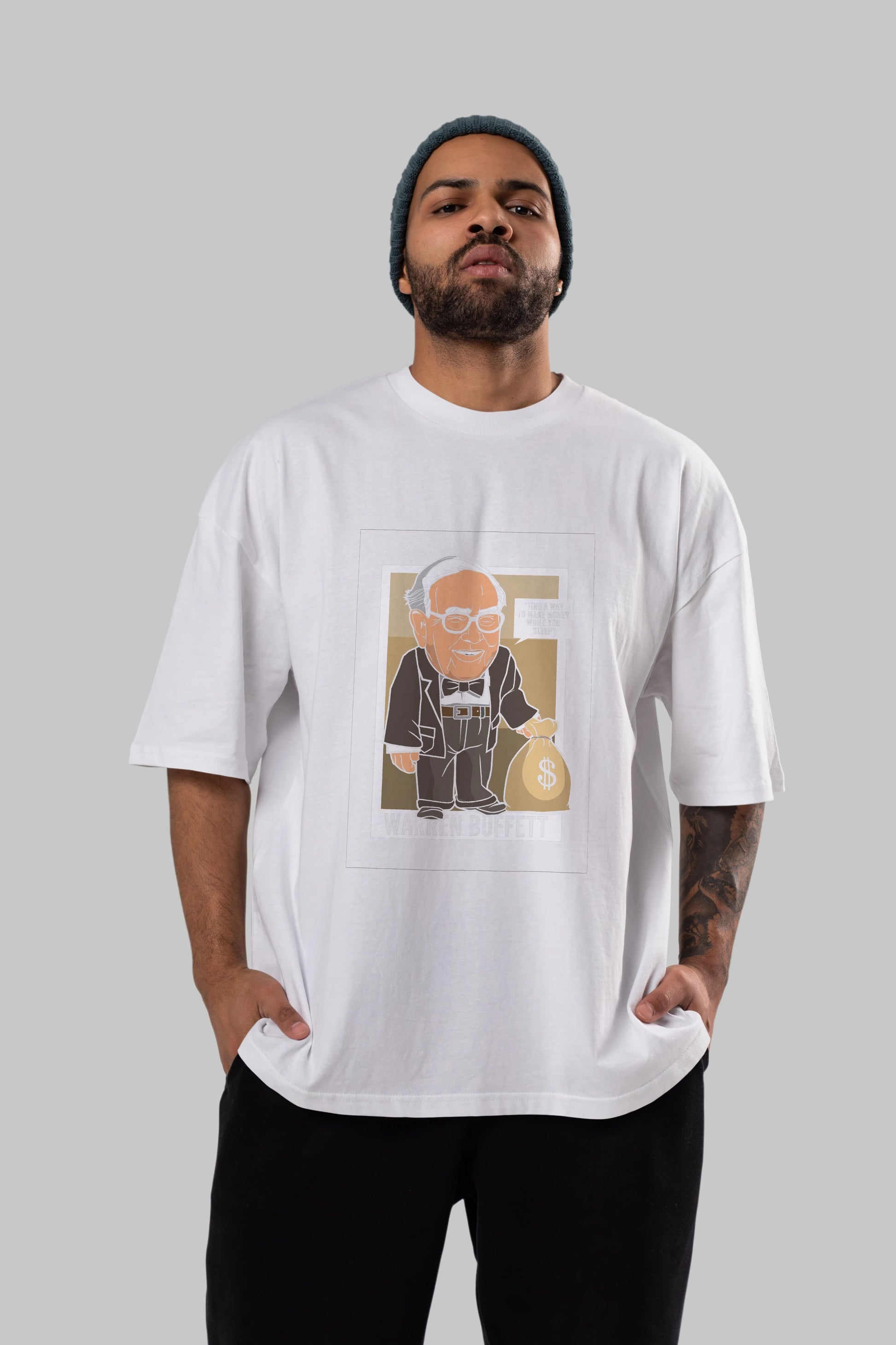 Warren Buffet Up Carl Ön Baskılı Oversize t-shirt Erkek Kadın Unisex %100 Pamuk tişort
