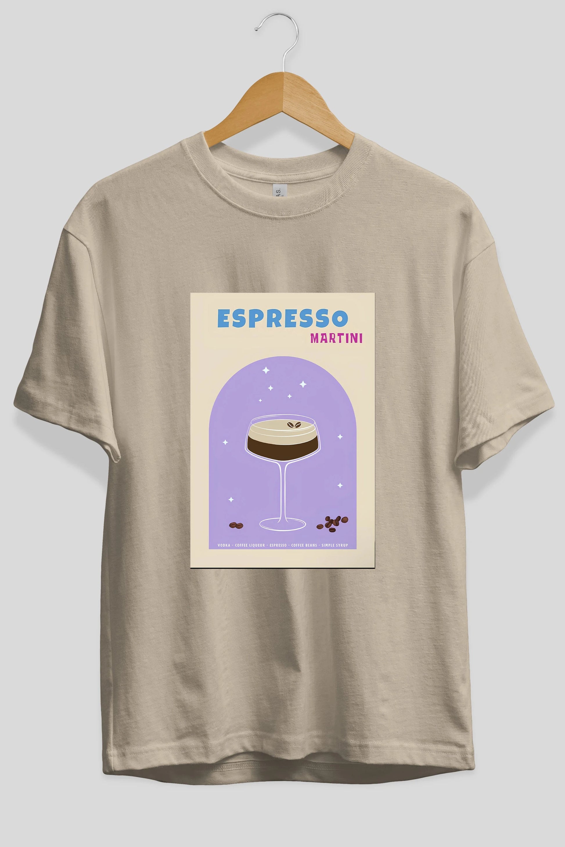 Espresso Martini 5 Ön Baskılı Oversize t-shirt Erkek Kadın Unisex %100 Pamuk Bisiklet Yaka tişort