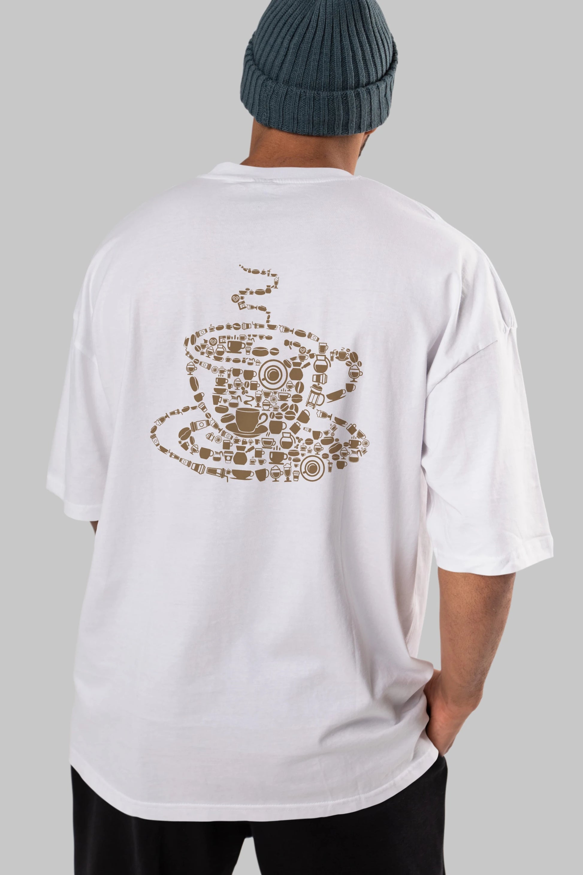 Coffee Arka Baskılı Oversize t-shirt %100 pamuk Erkek Kadın Unisex