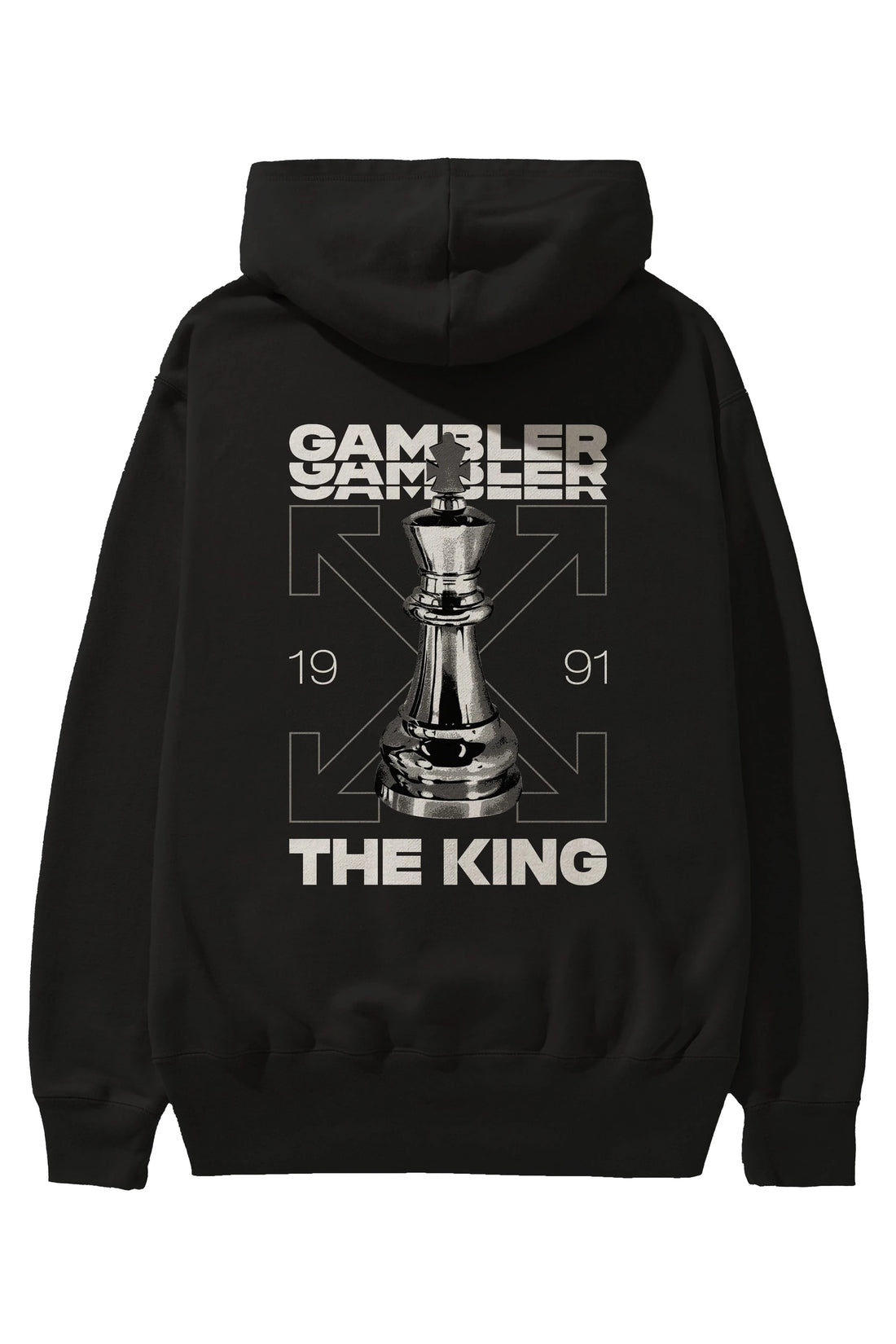 Gambler The King Arka Baskılı Hoodie Oversize Kapüşonlu Sweatshirt Erkek Kadın Unisex