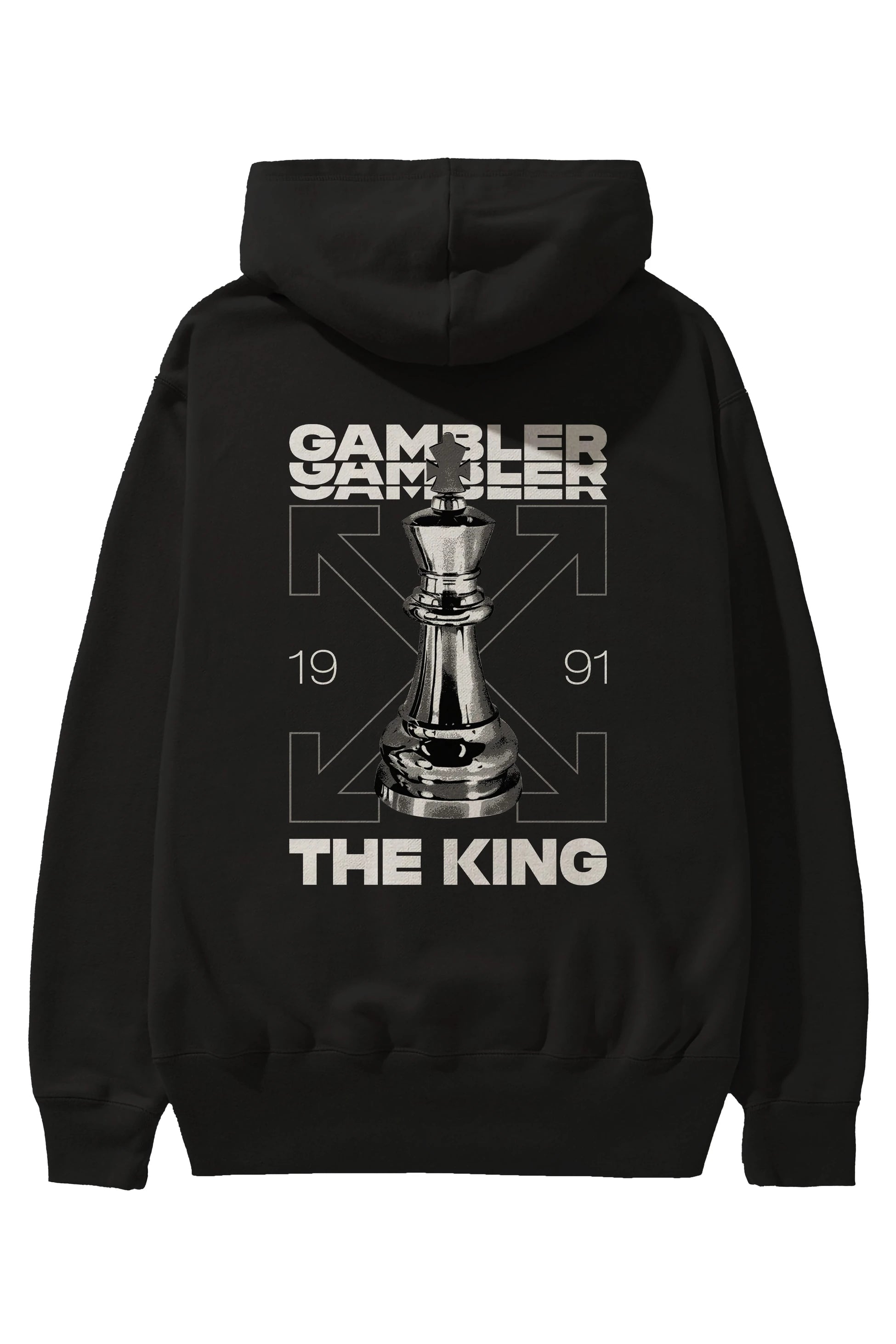 Gambler The King Arka Baskılı Hoodie Oversize Kapüşonlu Sweatshirt Erkek Kadın Unisex