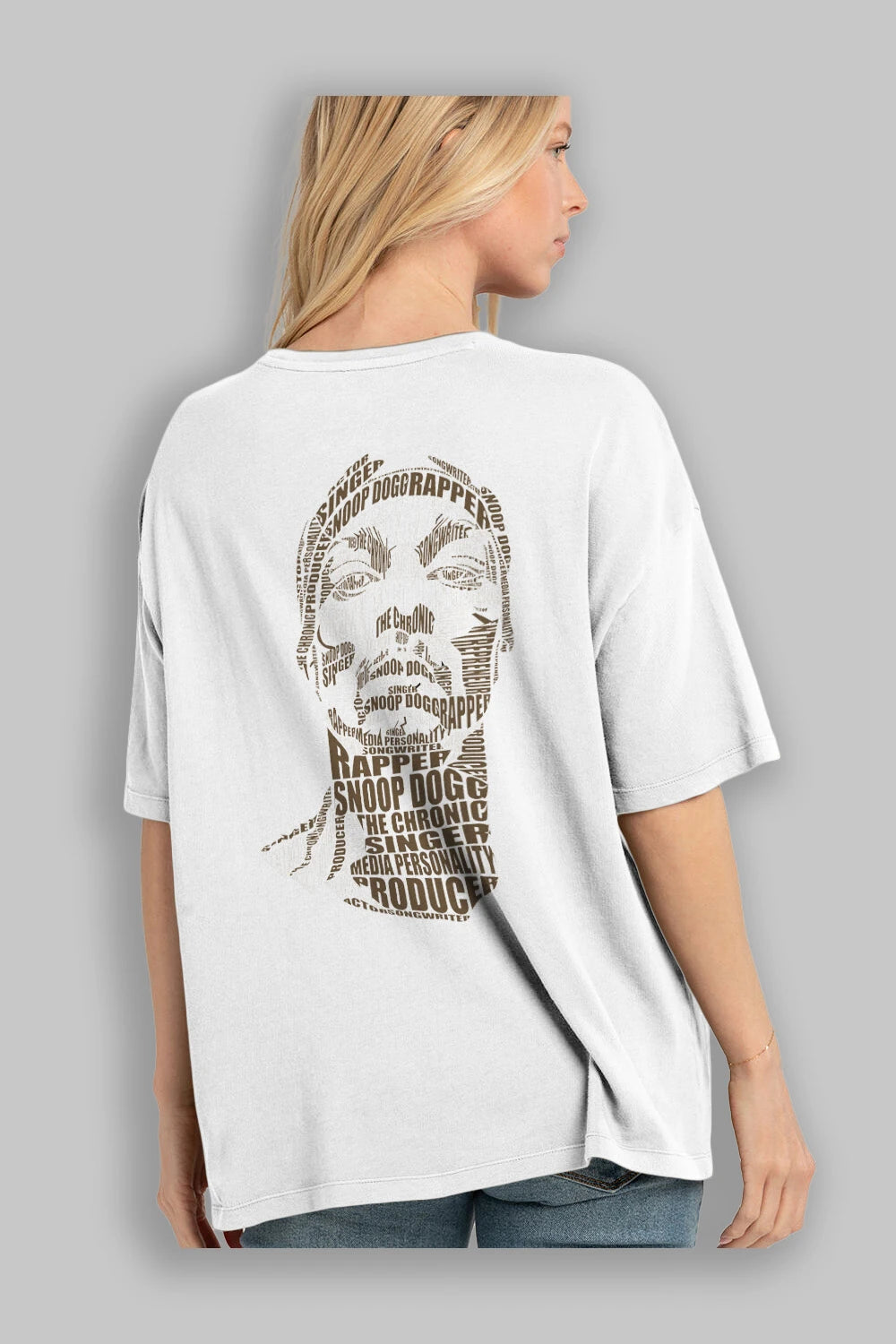 Snoop Dogg Calligram Arka Baskılı Oversize t-shirt %100 pamuk Erkek Kadın Unisex