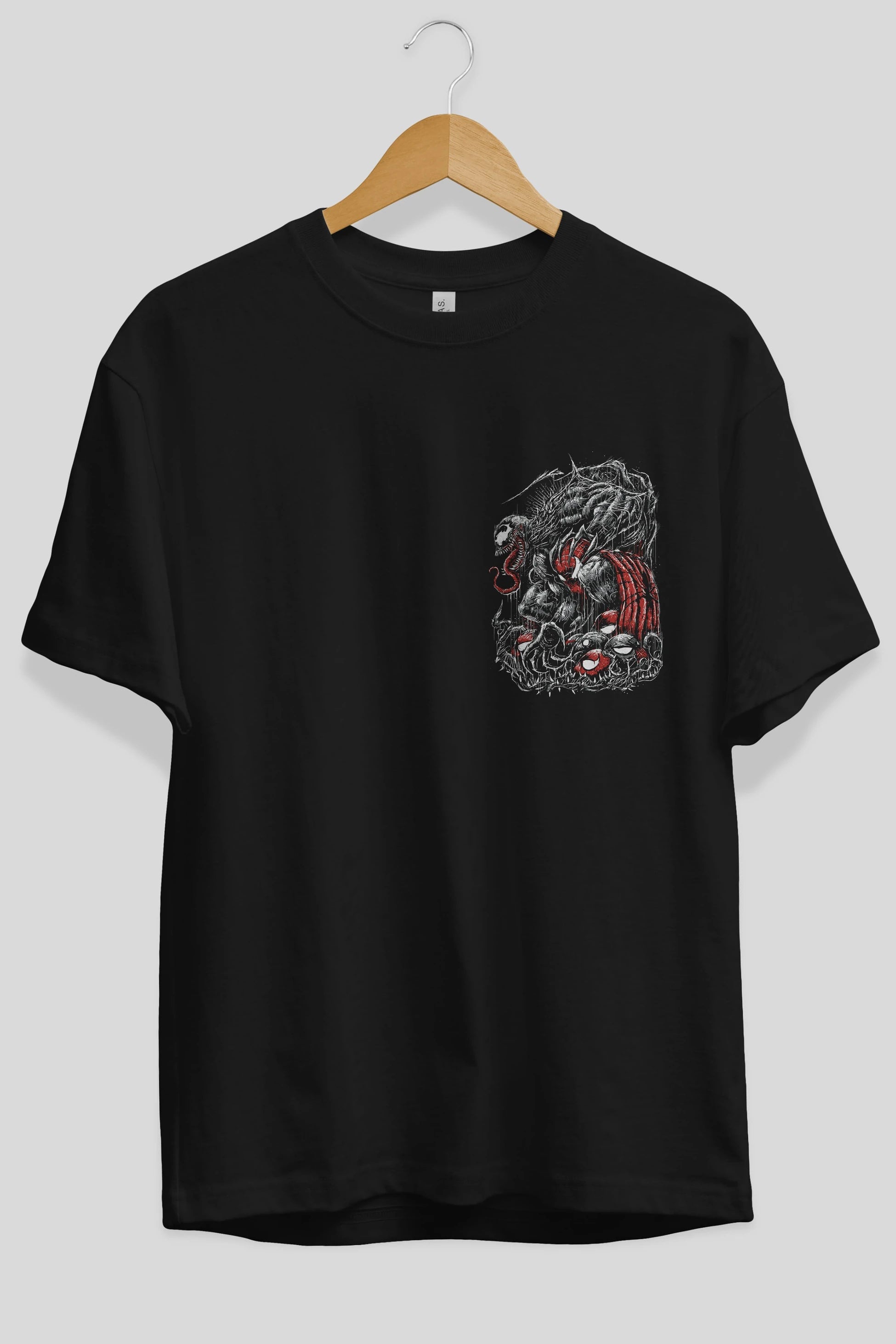Venom (14) Ön Sol Baskılı Oversize t-shirt Erkek Kadın Unisex %100 Pamuk Bisiklet Yaka tişort