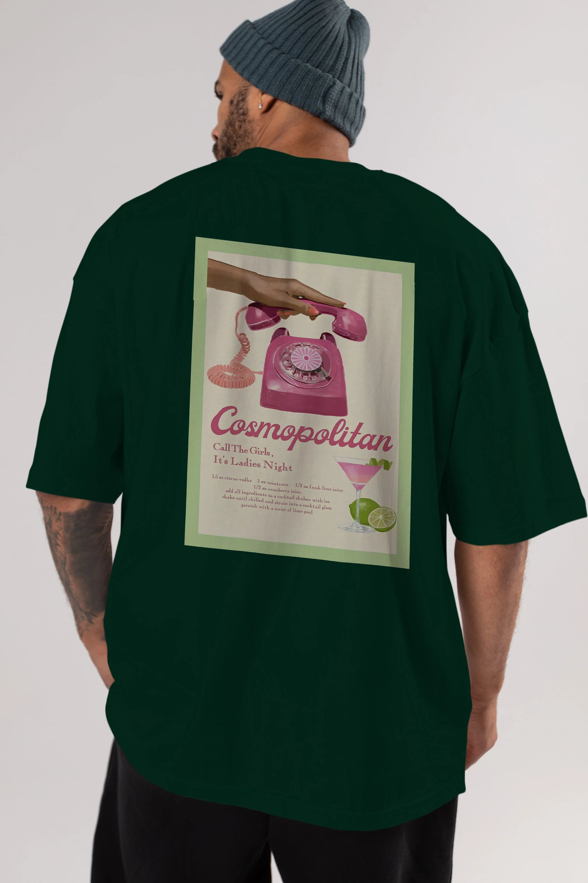 Cosmopolitan 5 Arka Baskılı Oversize t-shirt Erkek Kadın Unisex %100 Pamuk Bisiklet Yaka tişort