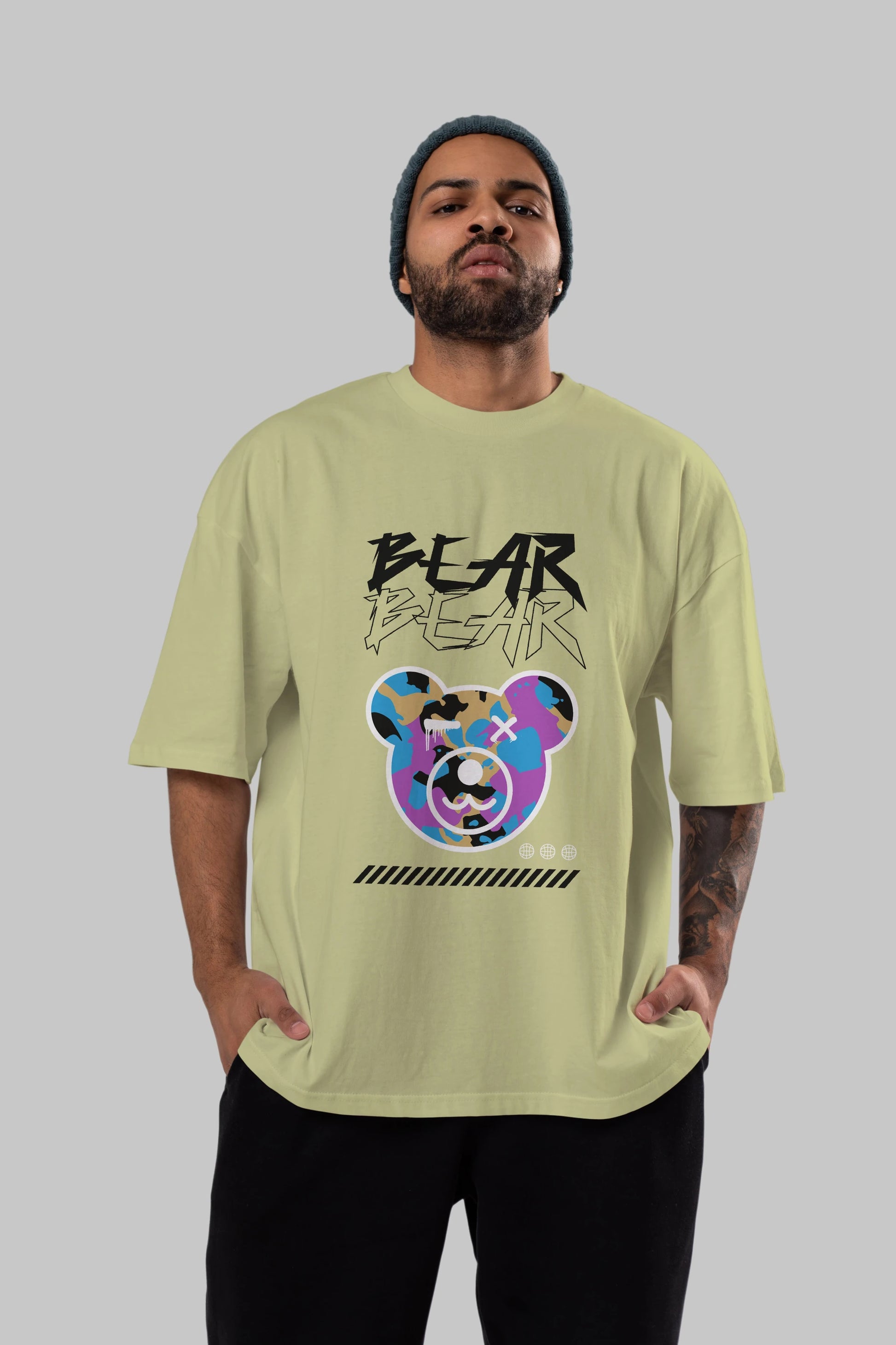 Bear Bear Ön Baskılı Oversize t-shirt Erkek Kadın Unisex
