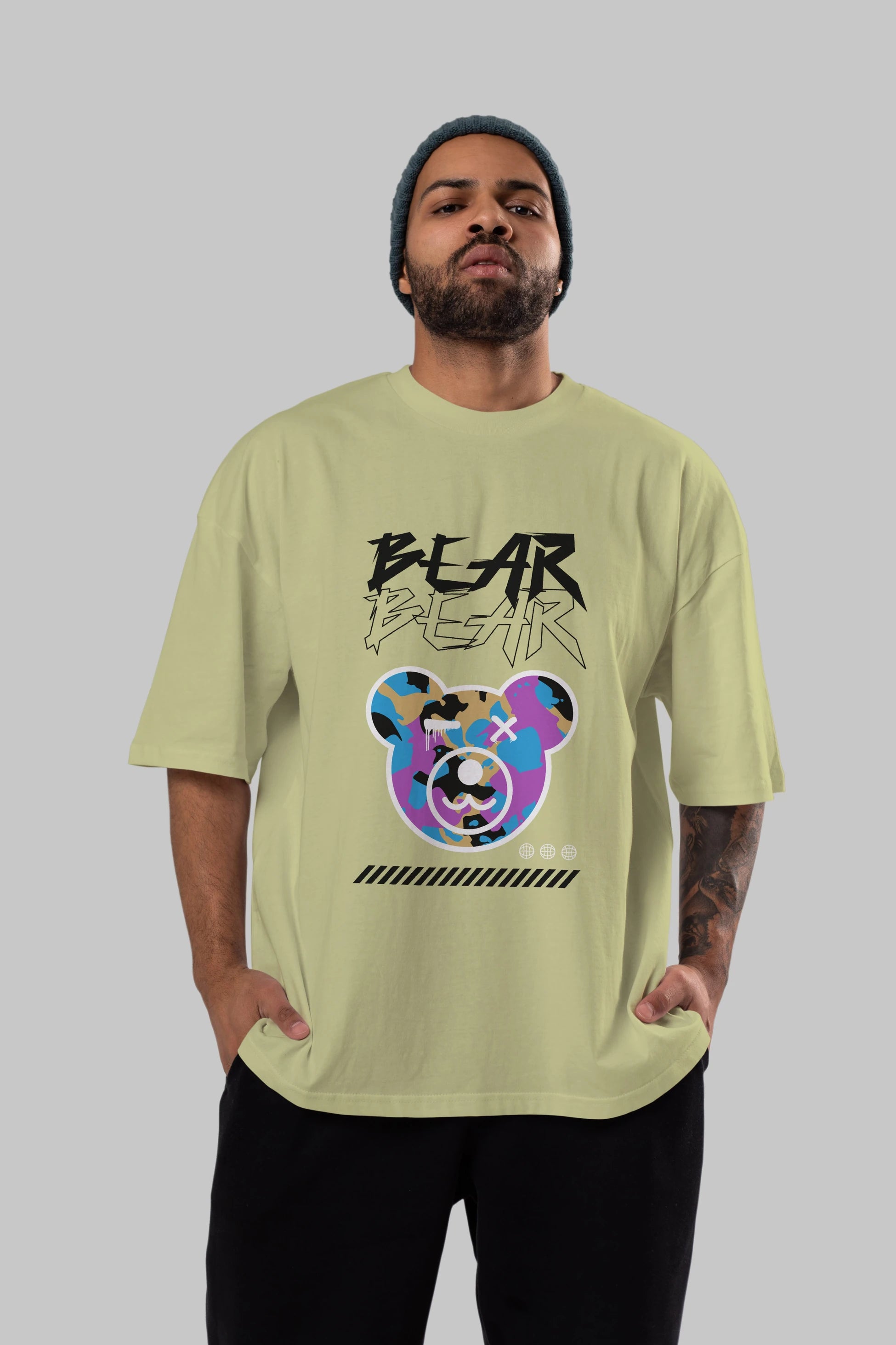 Bear Bear Ön Baskılı Oversize t-shirt Erkek Kadın Unisex
