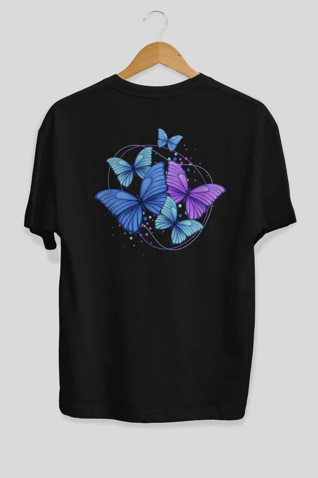 Kelebek Arka Baskılı Oversize t-shirt Erkek Kadın Unisex