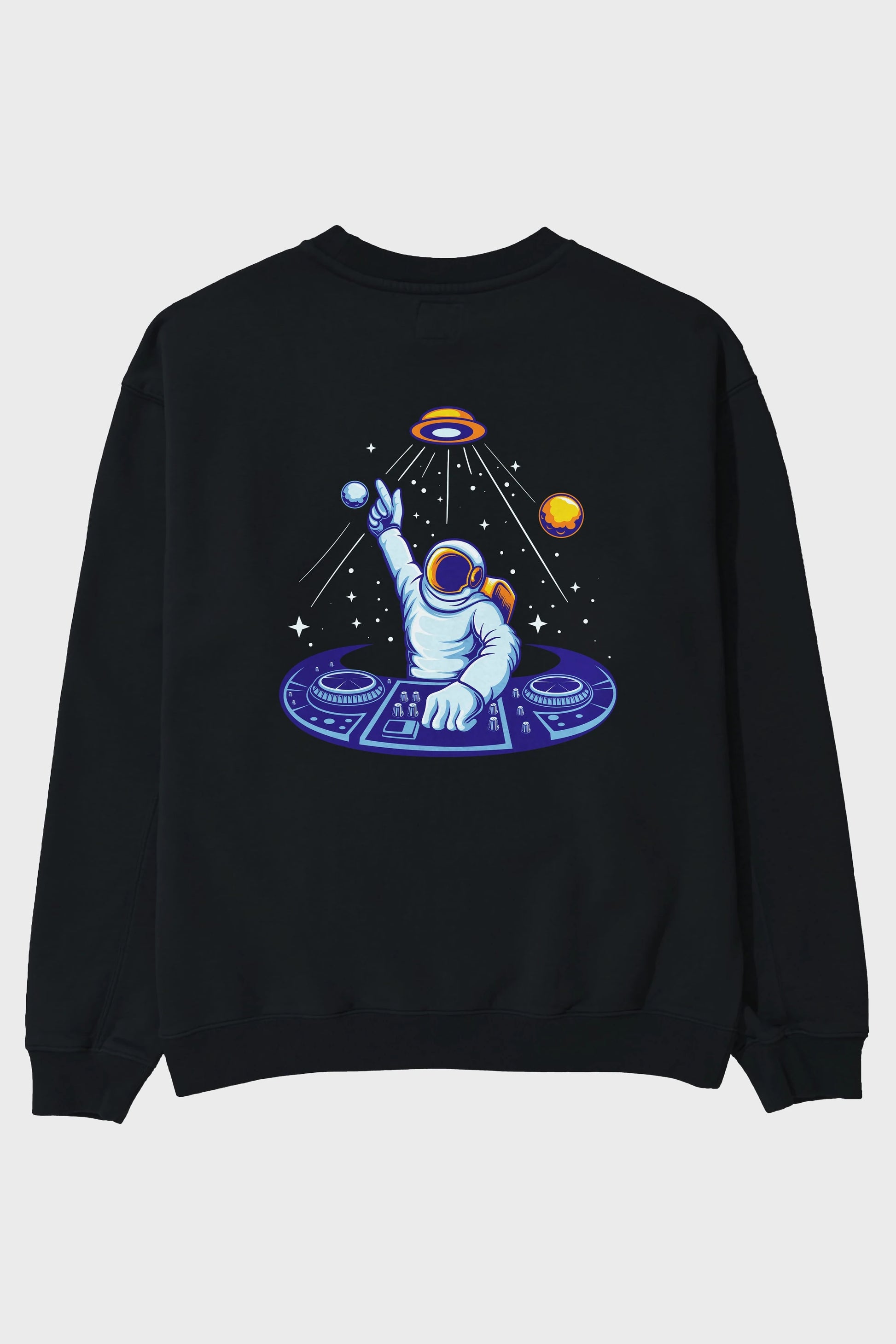 Astronaut Disk Jockey Party Arka Baskılı Oversize Sweatshirt Erkek Kadın Unisex