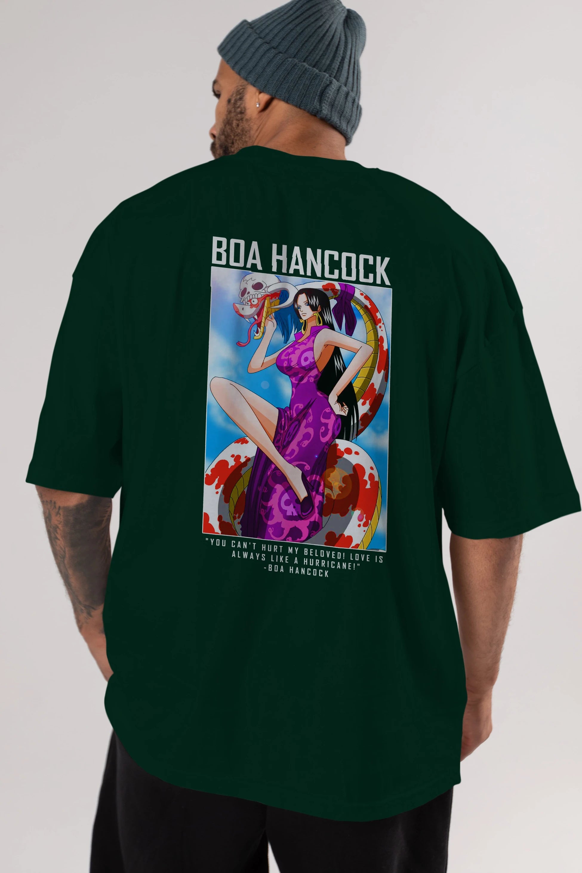 Boa Hancock Anime Arka Baskılı Oversize t-shirt Erkek Kadın Unisex %100 pamuk tişort