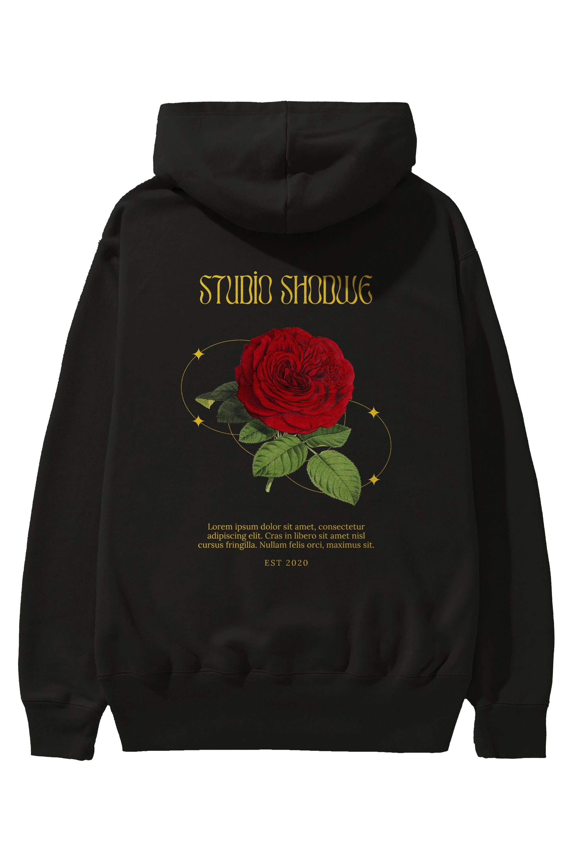 Studio Shodwe Rose Arka Baskılı Oversize Hoodie Kapüşonlu Sweatshirt Erkek Kadın Unisex