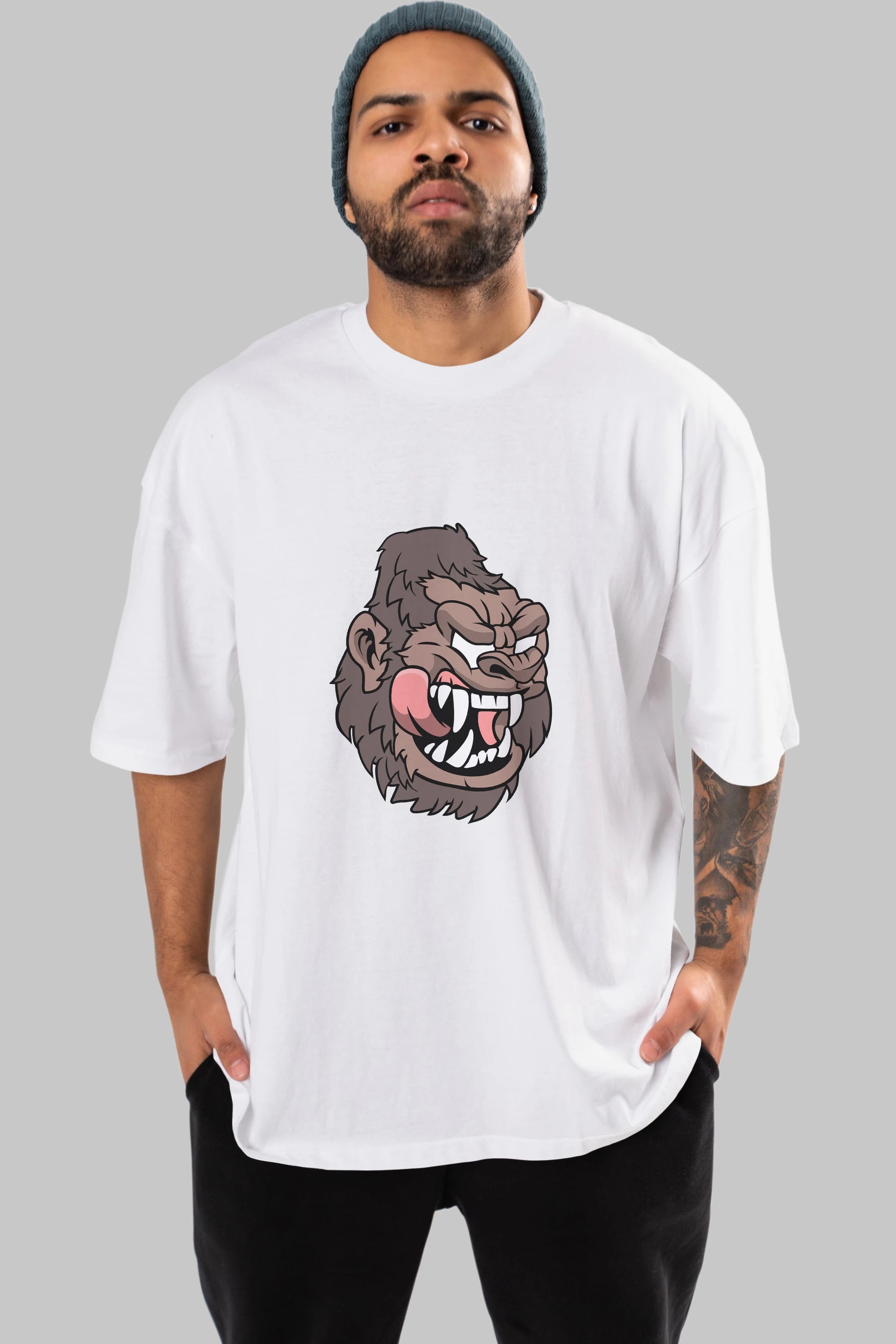 Big Gorilla Ön Baskılı Oversize t-shirt Erkek Kadın Unisex %100 Pamuk tişort