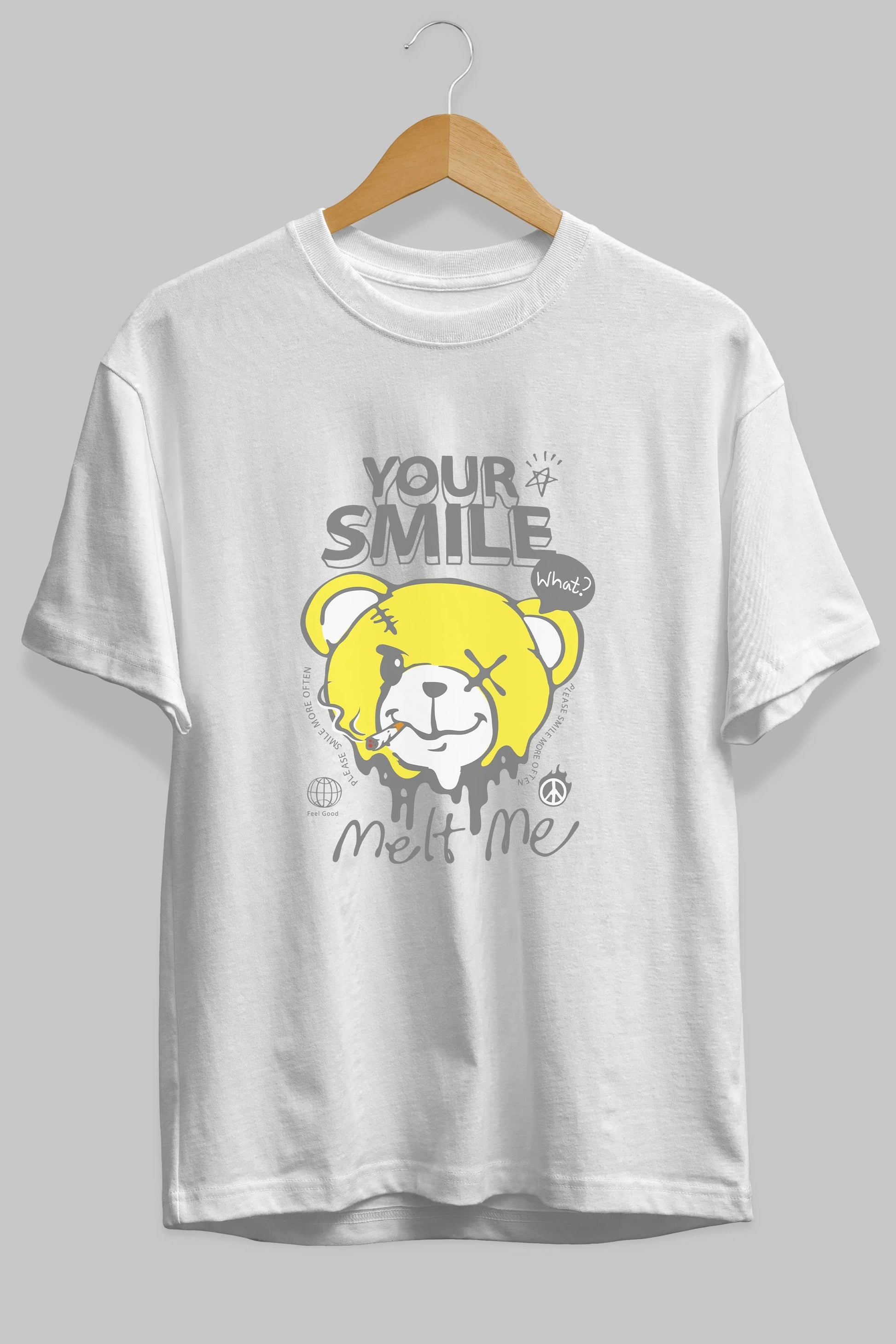 Your Smile Bear Ön Baskılı Oversize t-shirt Erkek Kadın Unisex