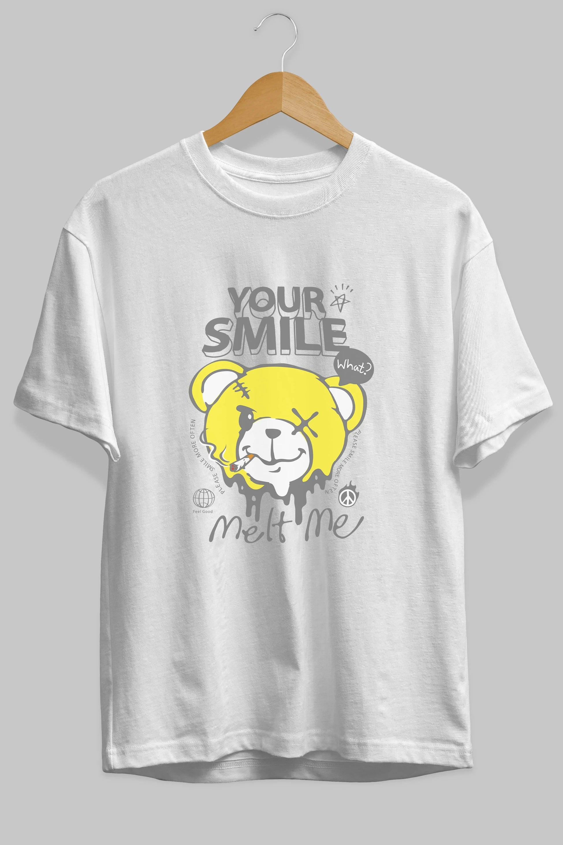 Your Smile Bear Ön Baskılı Oversize t-shirt Erkek Kadın Unisex