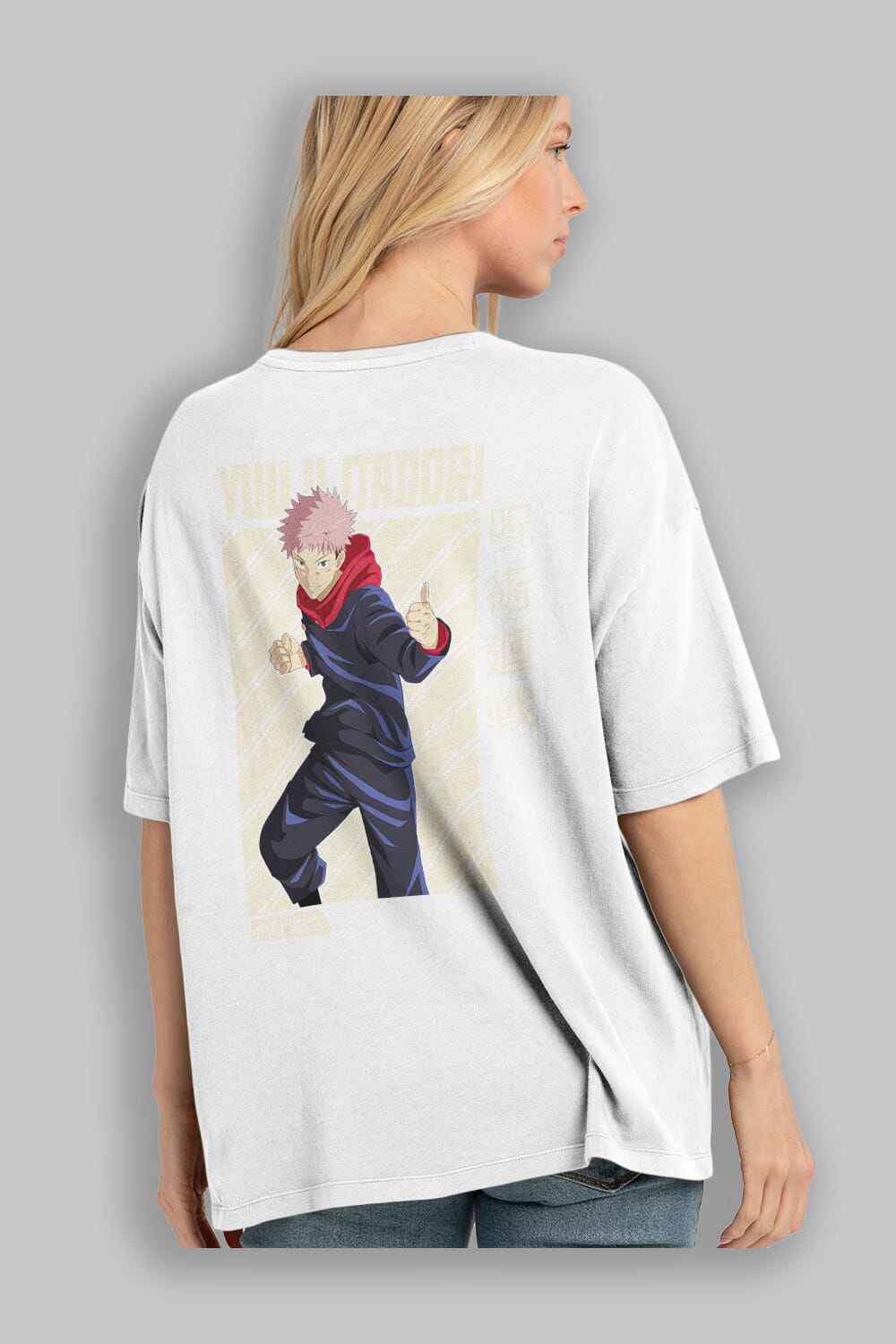 Yuuji Itadori 1 Anime Arka Baskılı Oversize t-shirt Erkek Kadın Unisex