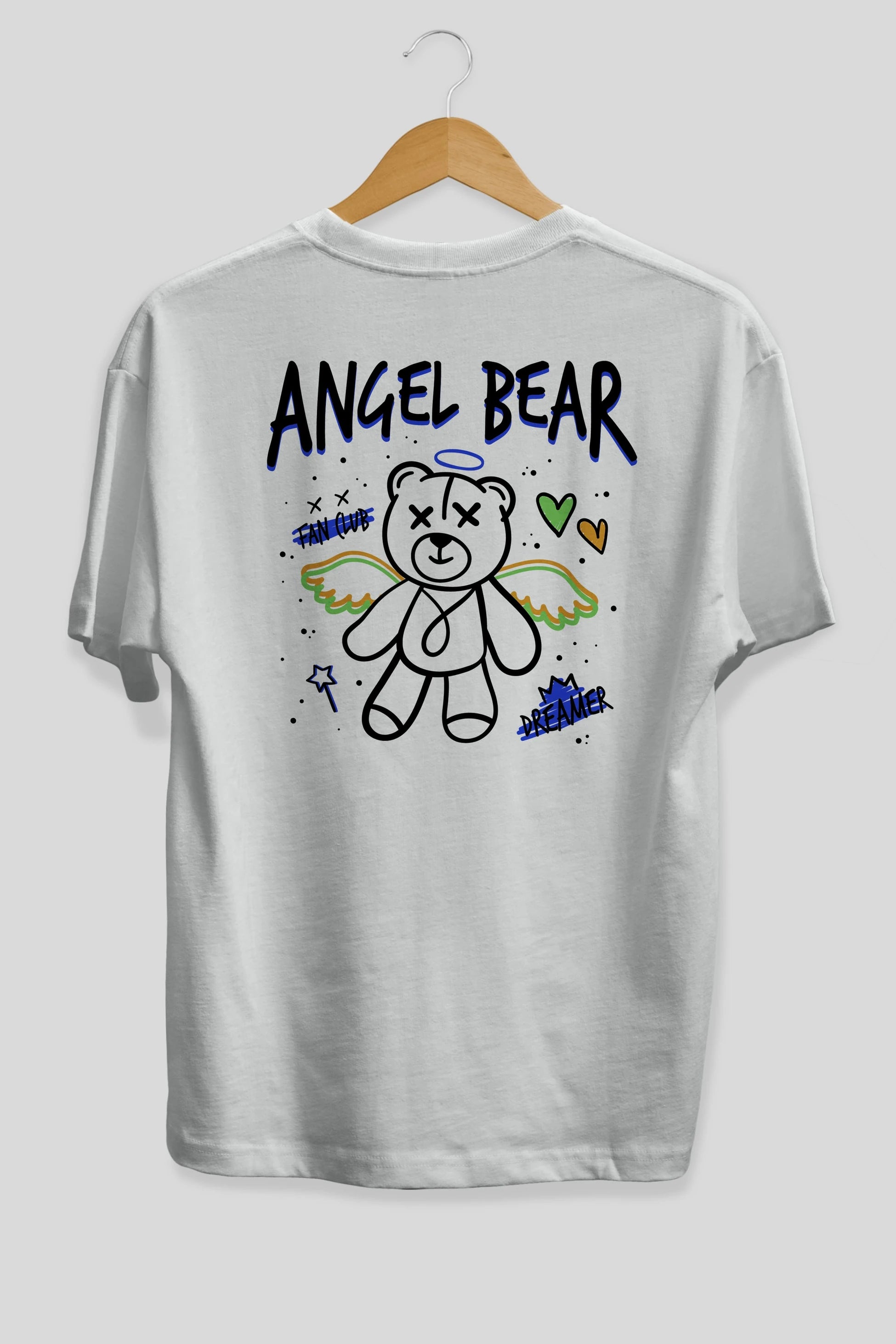 Angel Bear Arka Baskılı Oversize t-shirt Erkek Kadın Unisex