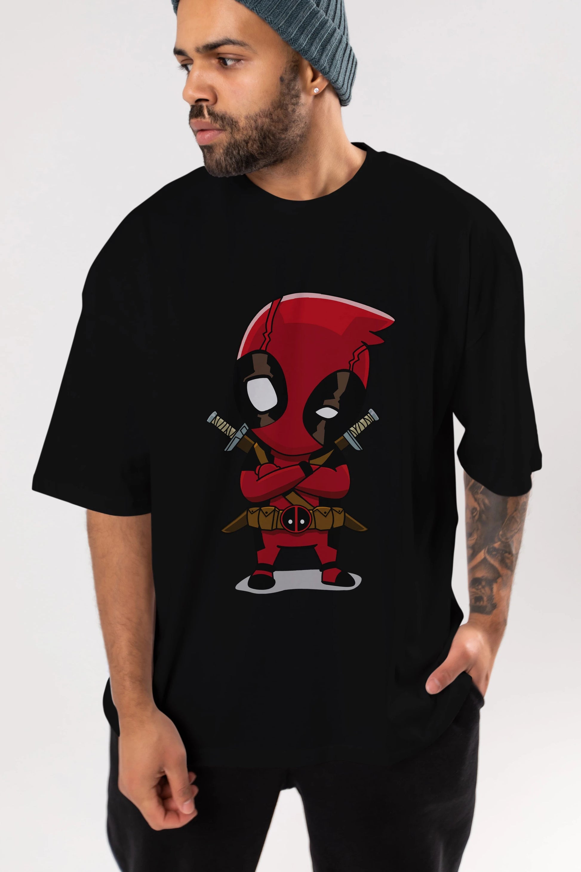 Deadpool (19) Ön Baskılı Oversize t-shirt Erkek Kadın Unisex %100 Pamuk Bisiklet Yaka tişort
