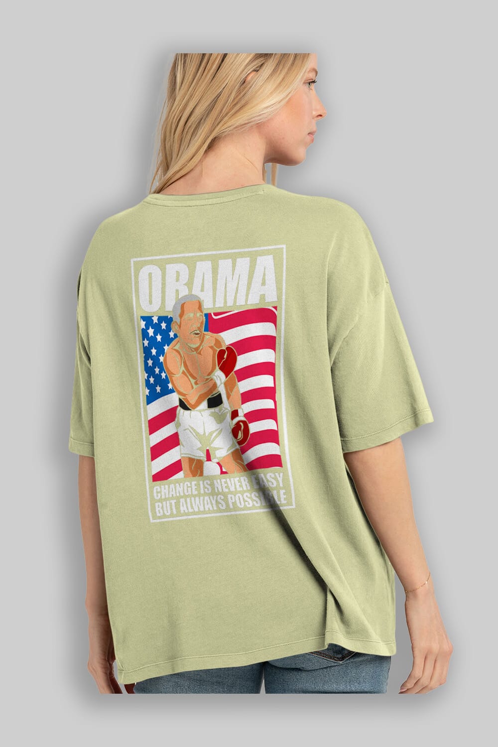 Obama Arka Baskılı Oversize t-shirt Erkek Kadın Unisex %100 Pamuk tişort