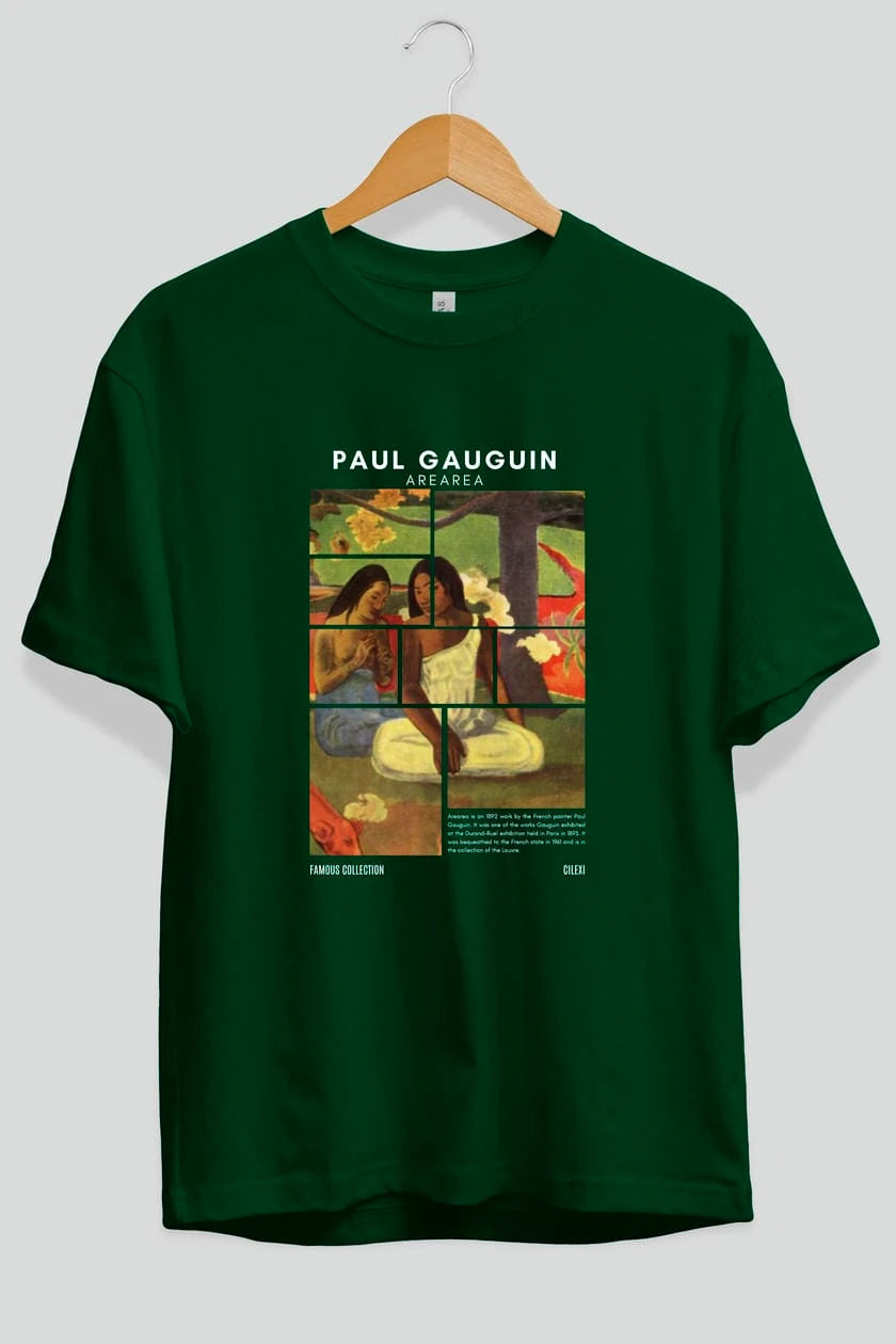 Paul Gauguin Arearea ön Baskılı Oversize t-shirt Erkek Kadın Bisiklet Yaka Pamuk tişort