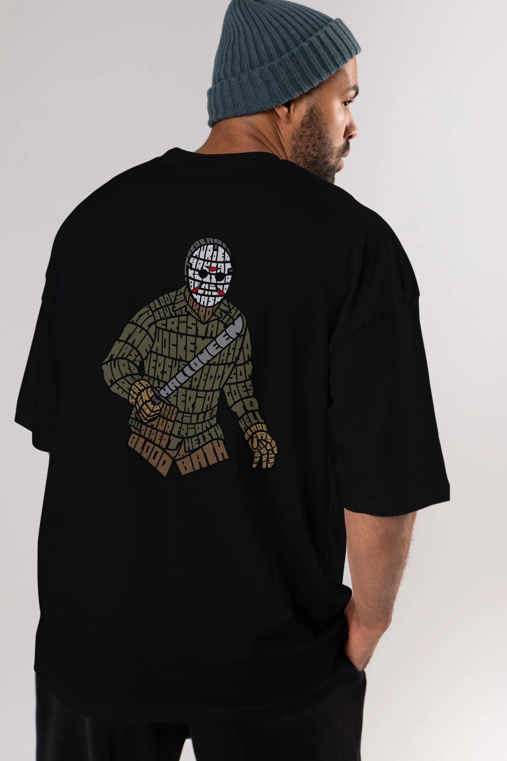 Jason Arka Baskılı Oversize t-shirt %100 pamuk Erkek Kadın Unisex
