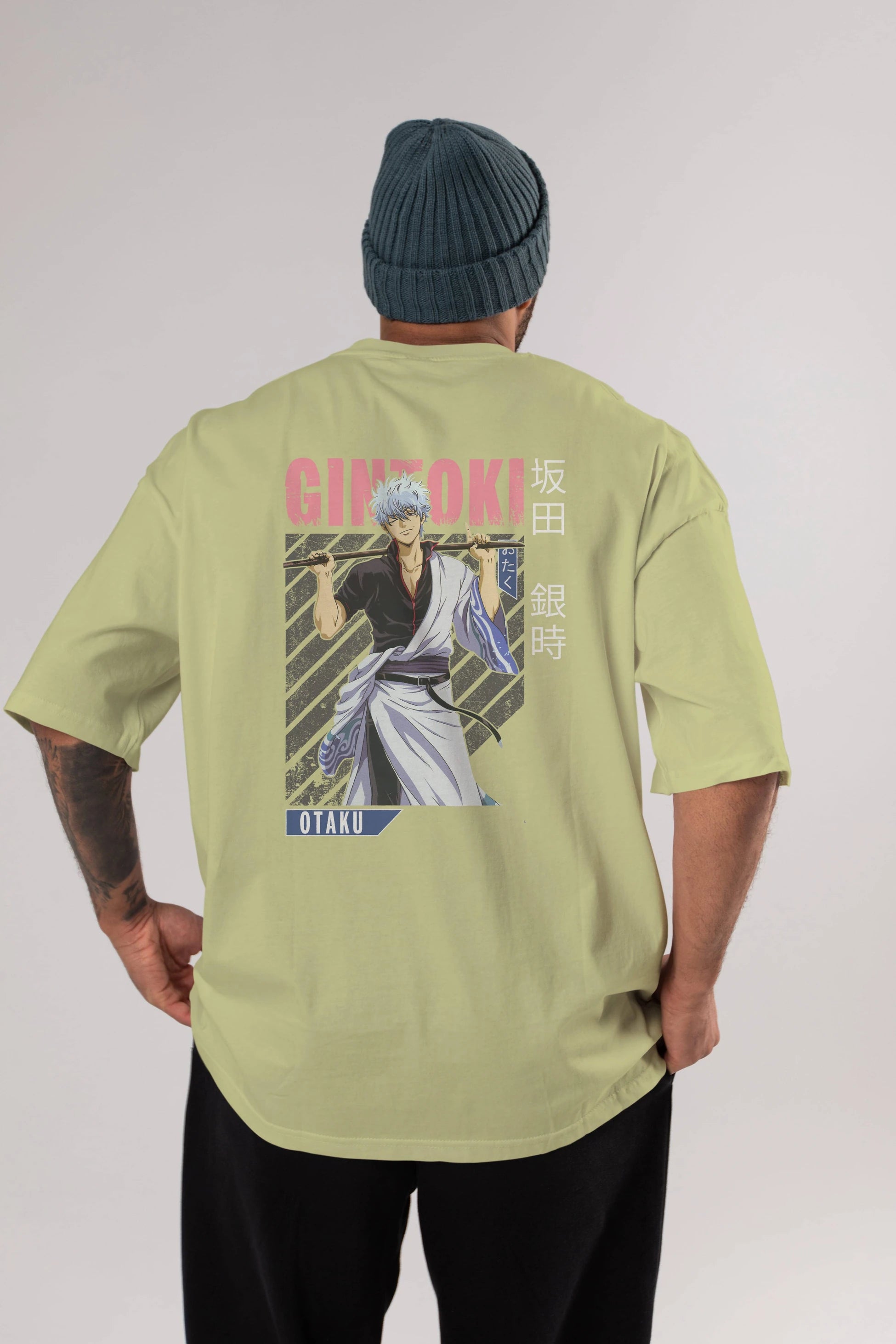 Gintoki Sakata GINTAMA 3 Anime Arka Baskılı Oversize t-shirt Erkek Kadın Unisex