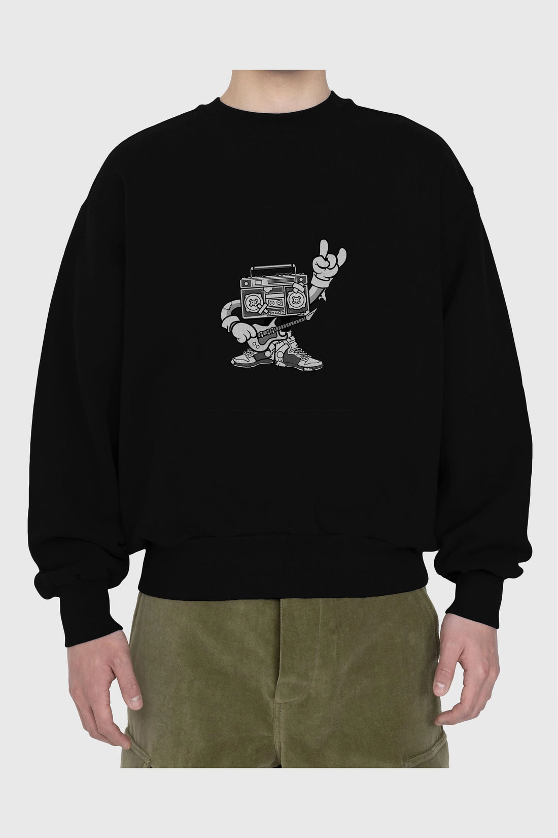 Boombox Rockstar Ön Baskılı Oversize Sweatshirt Erkek Kadın Unisex