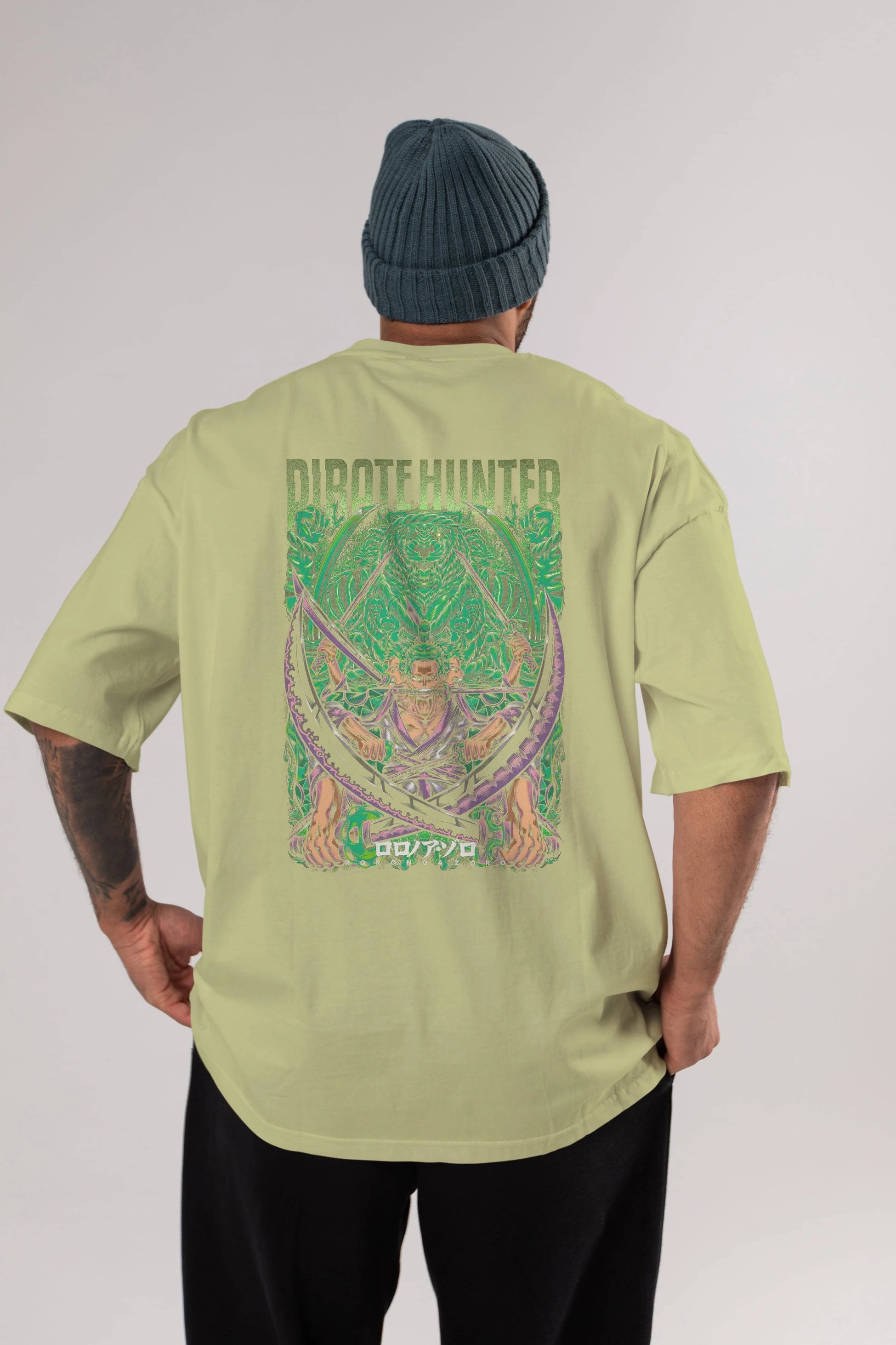 RORONOA ZORO 3 Anime Arka Baskılı Oversize t-shirt Erkek Kadın Unisex