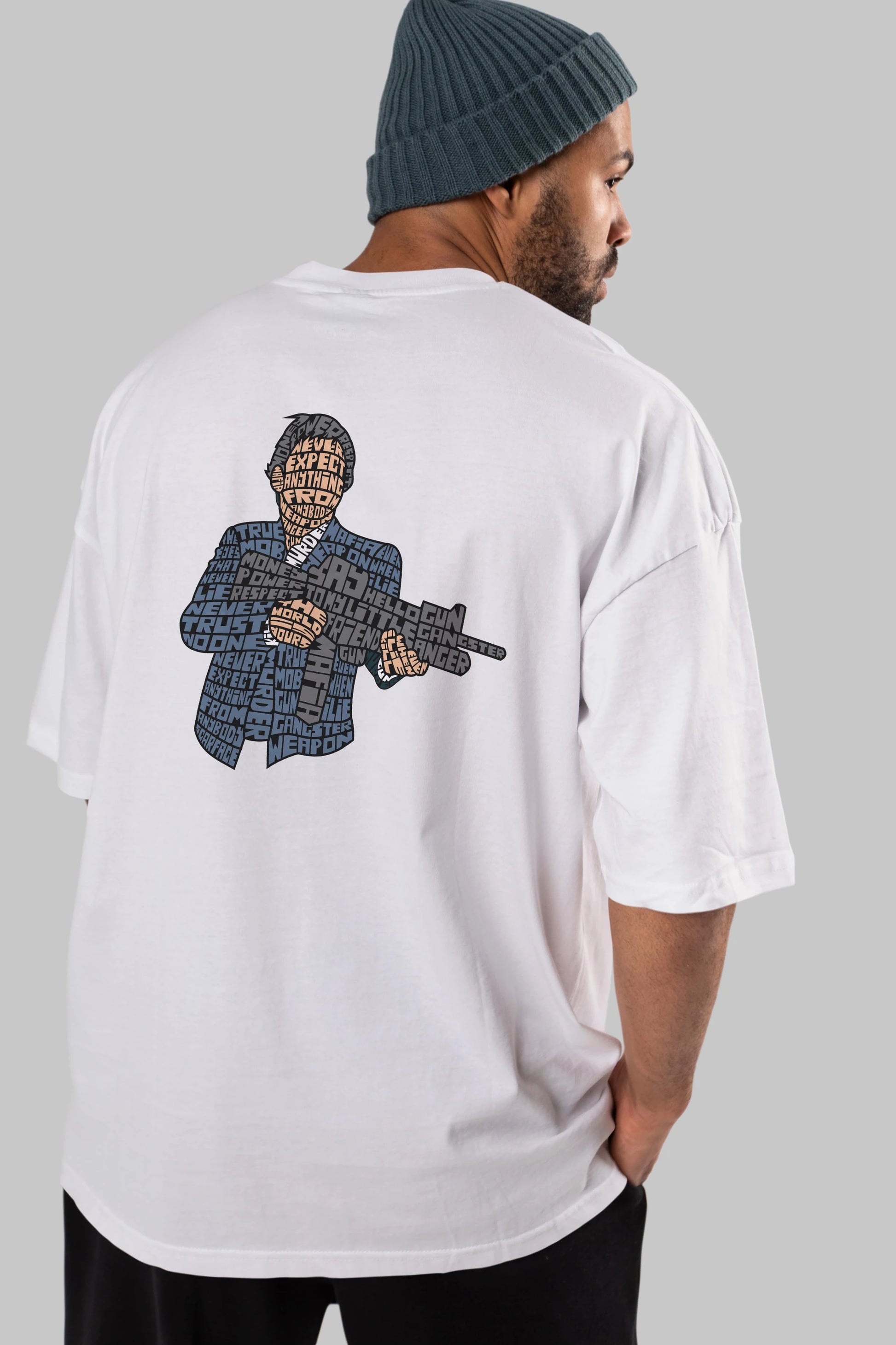 Mafia Arka Baskılı Oversize t-shirt %100 pamuk Erkek Kadın Unisex