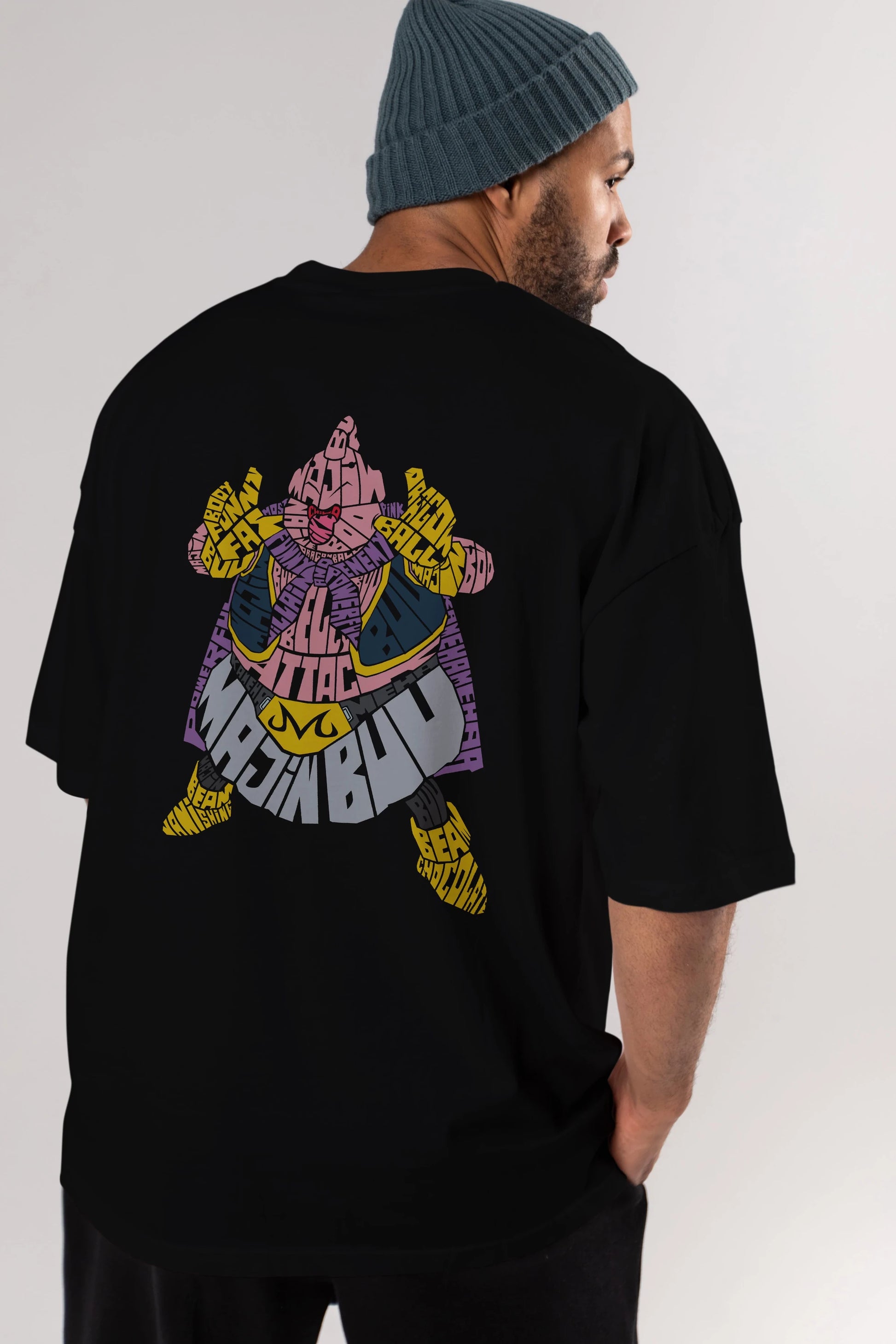 Majin Buu Arka Baskılı Oversize t-shirt %100 pamuk Erkek Kadın Unisex